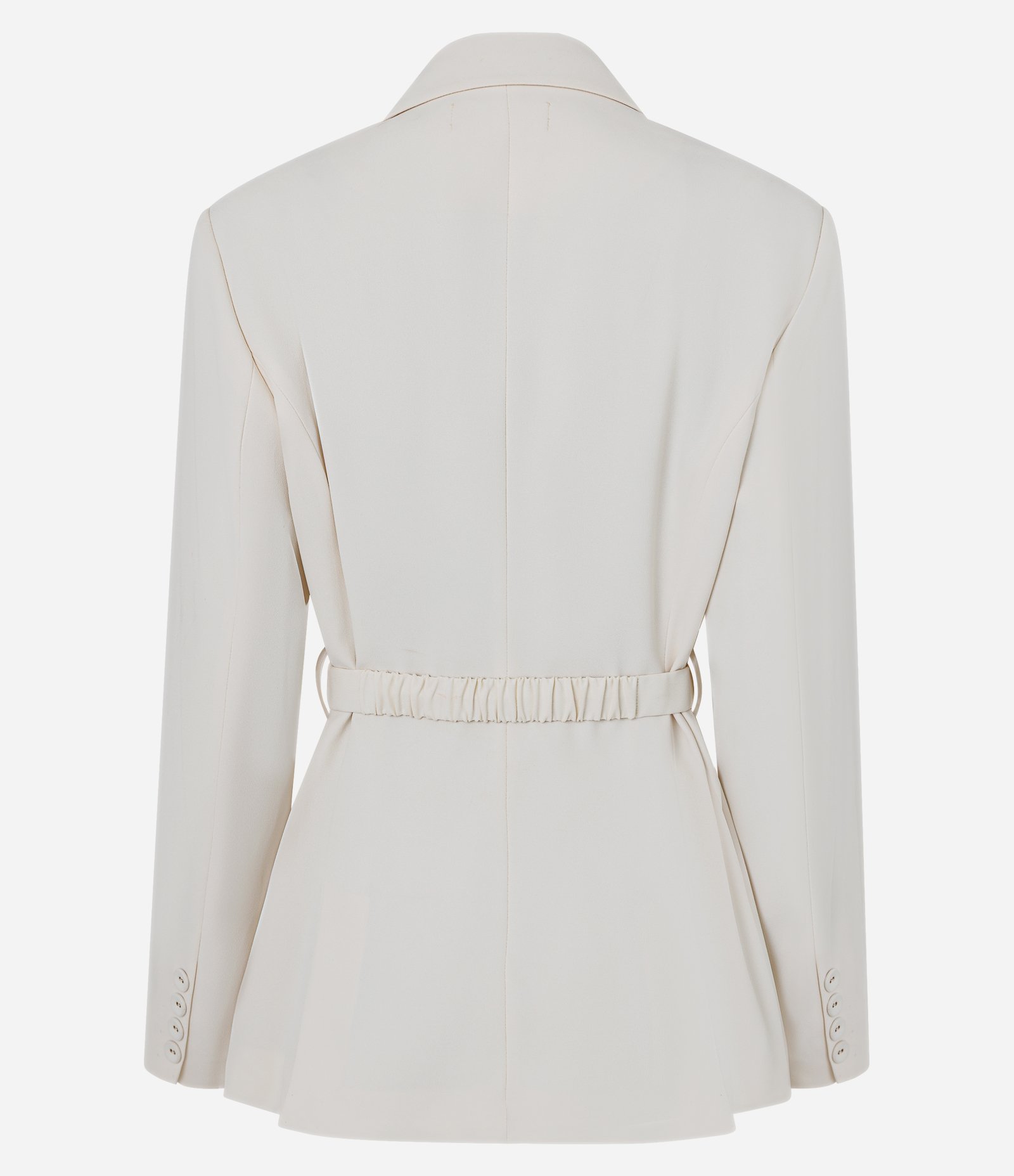 Blazer em Crepe com Lapelas e Cinto Afivelado Off White 9