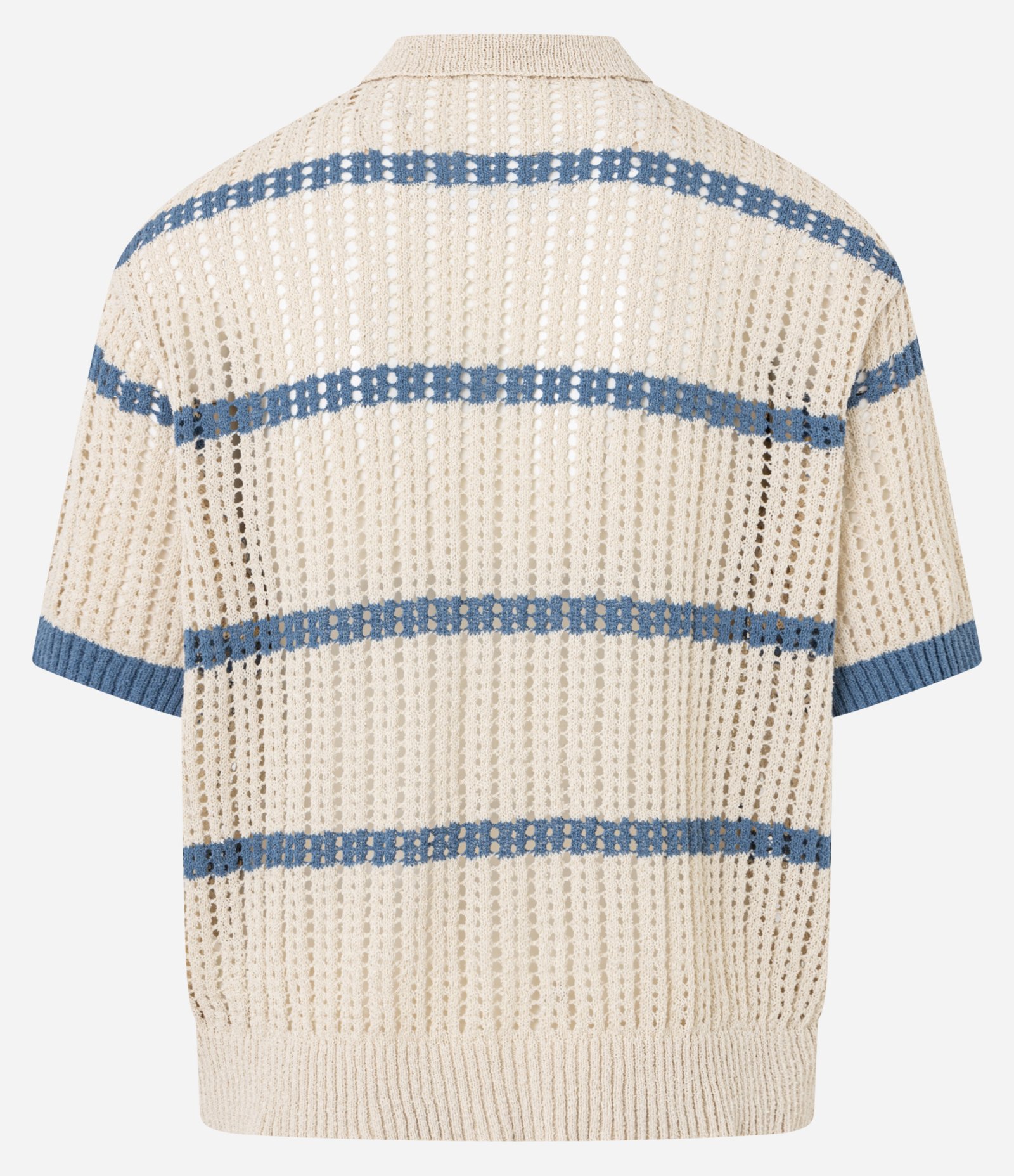 Camisa Boxy em Efeito Tricô com Listras Contrastantes Bege 7