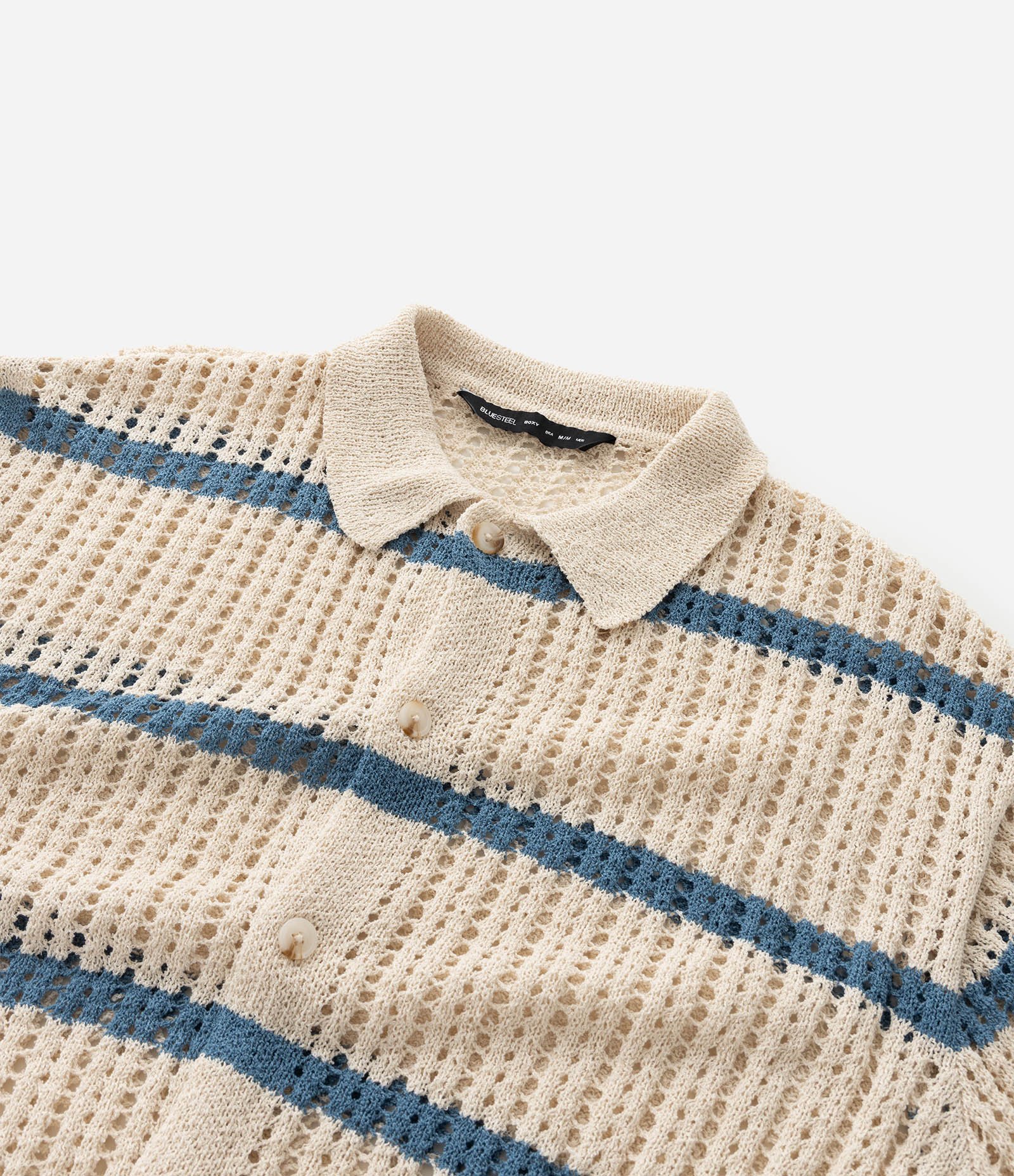 Camisa Boxy em Efeito Tricô com Listras Contrastantes Bege 8