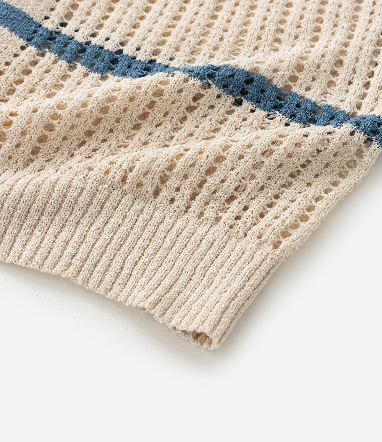 Camisa Boxy em Efeito Tricô com Listras Contrastantes Bege 9