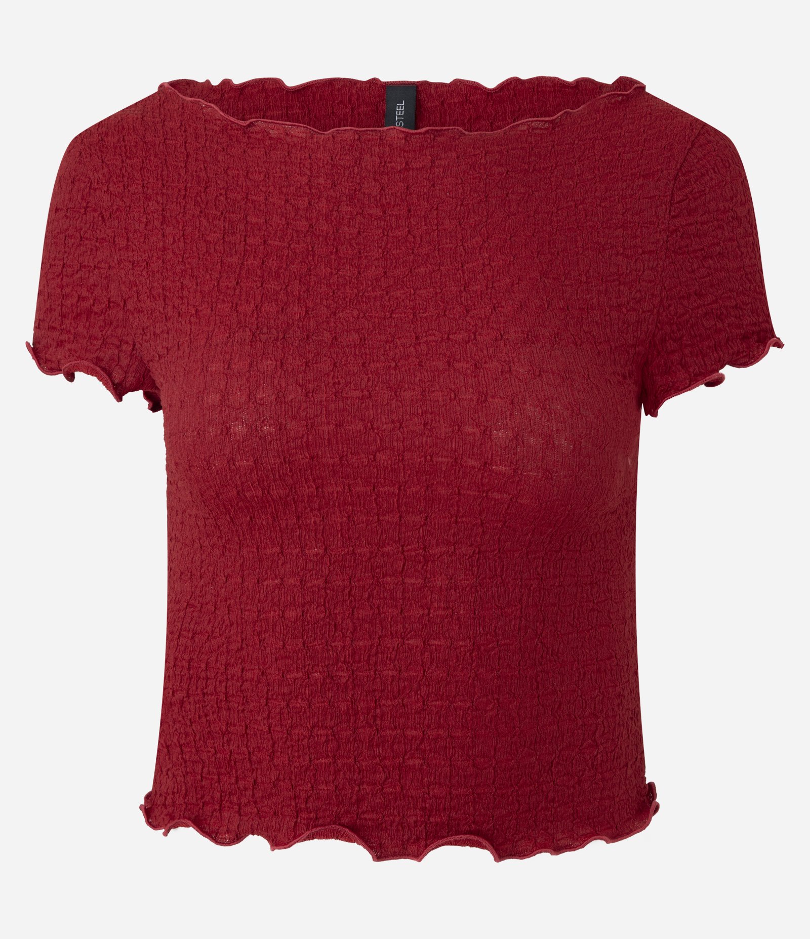 Blusa com Textura e Ondinhas nos Viés Vermelho 5