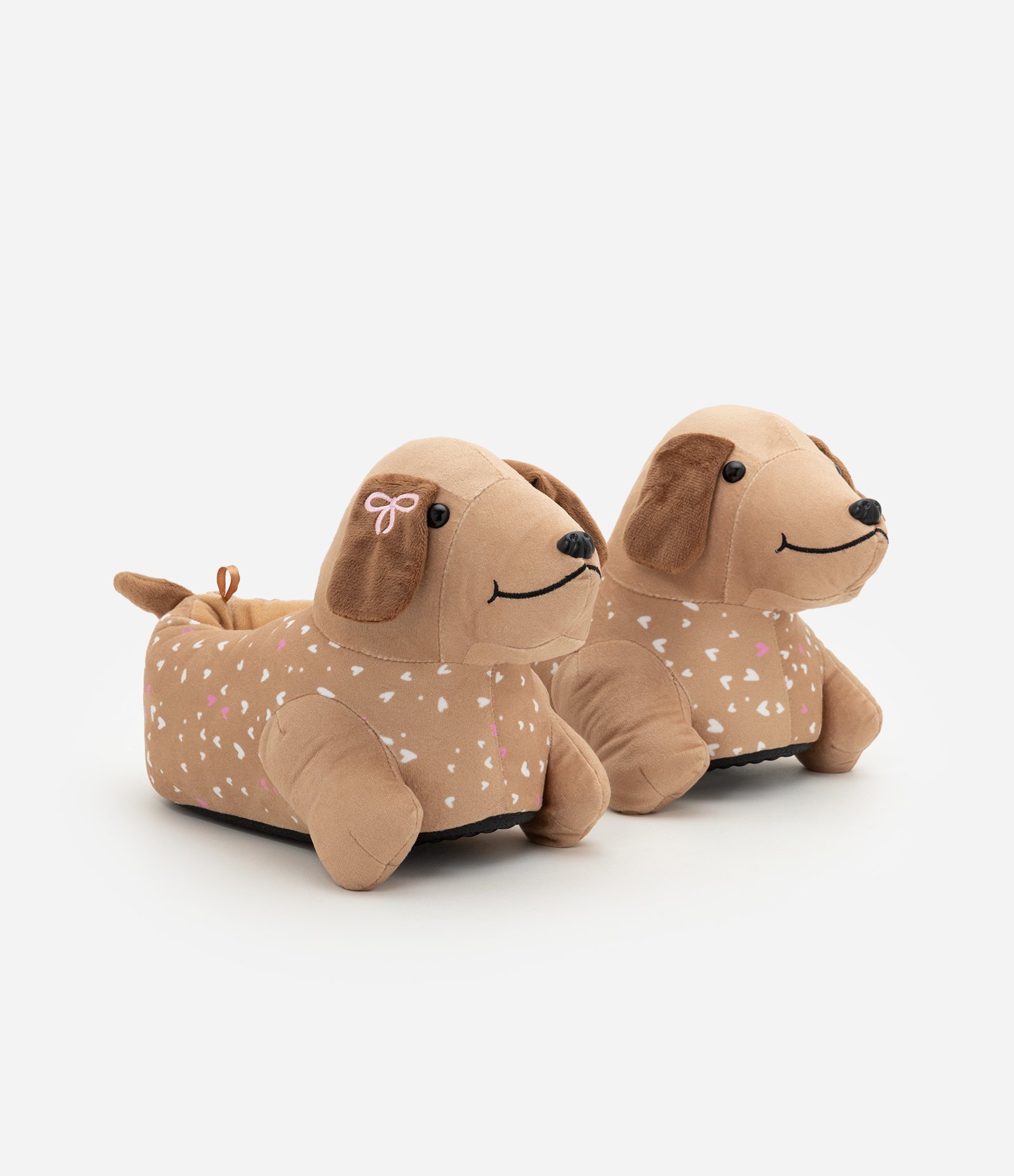 Pantufa Infantil Cachorro com Corações - Tam 29 ao 36 Marrom 1