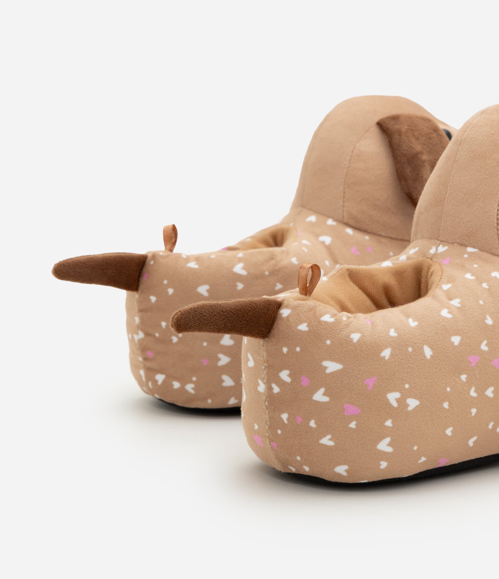 Pantufa Infantil Cachorro com Corações - Tam 29 ao 36 Marrom 2