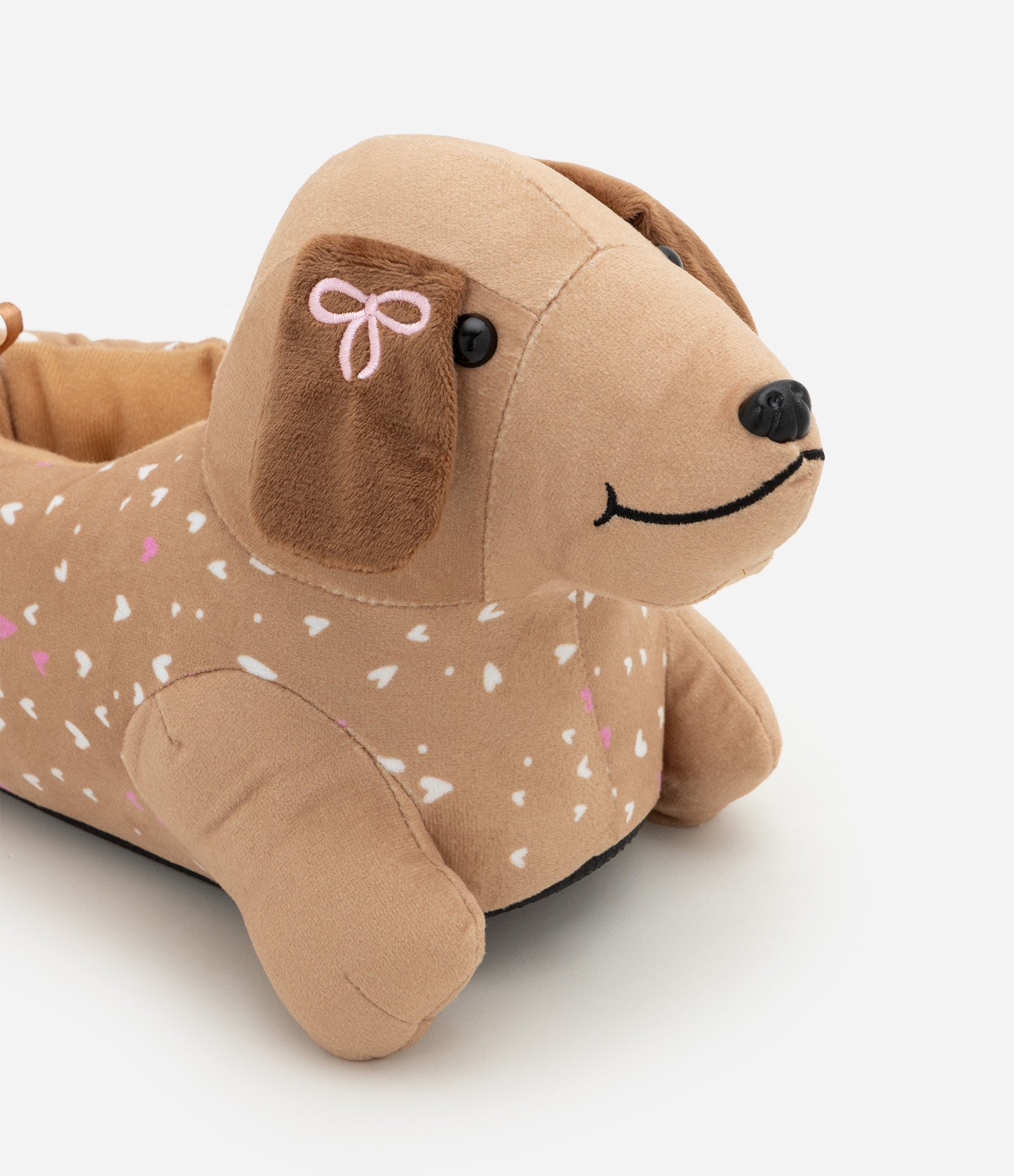 Pantufa Infantil Cachorro com Corações - Tam 29 ao 36 Marrom 3