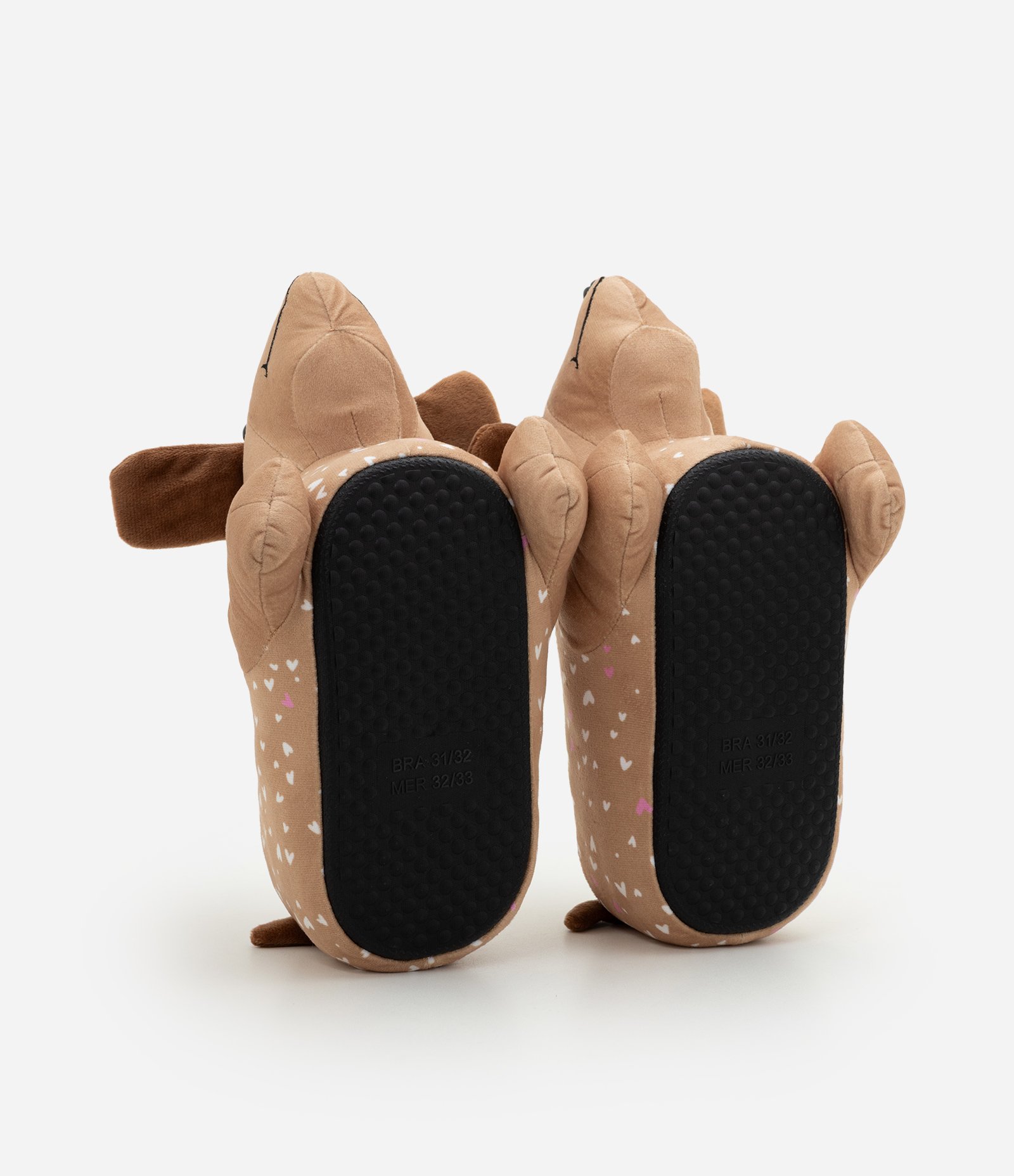 Pantufa Infantil Cachorro com Corações - Tam 29 ao 36 Marrom 4