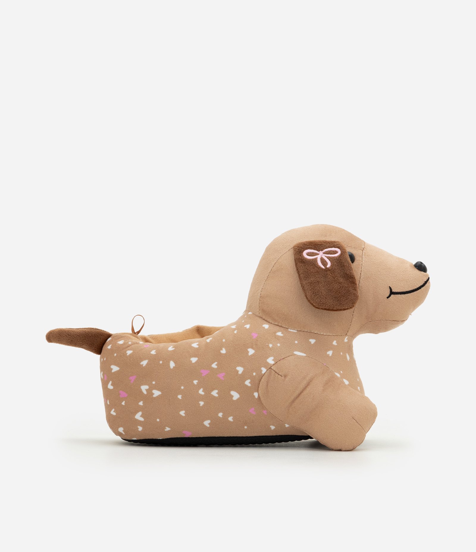 Pantufa Infantil Cachorro com Corações - Tam 29 ao 36 Marrom 5