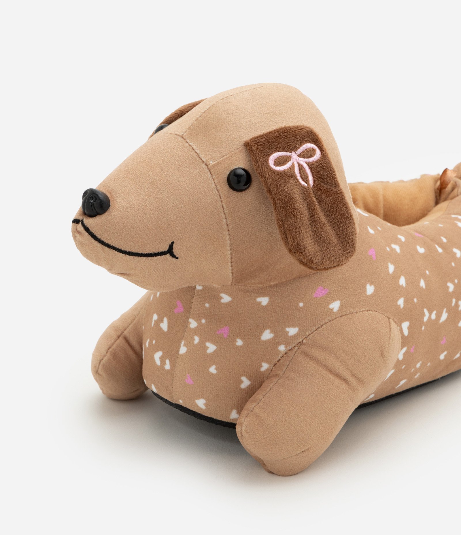 Pantufa Infantil Cachorro com Corações - Tam 29 ao 36 Marrom 6