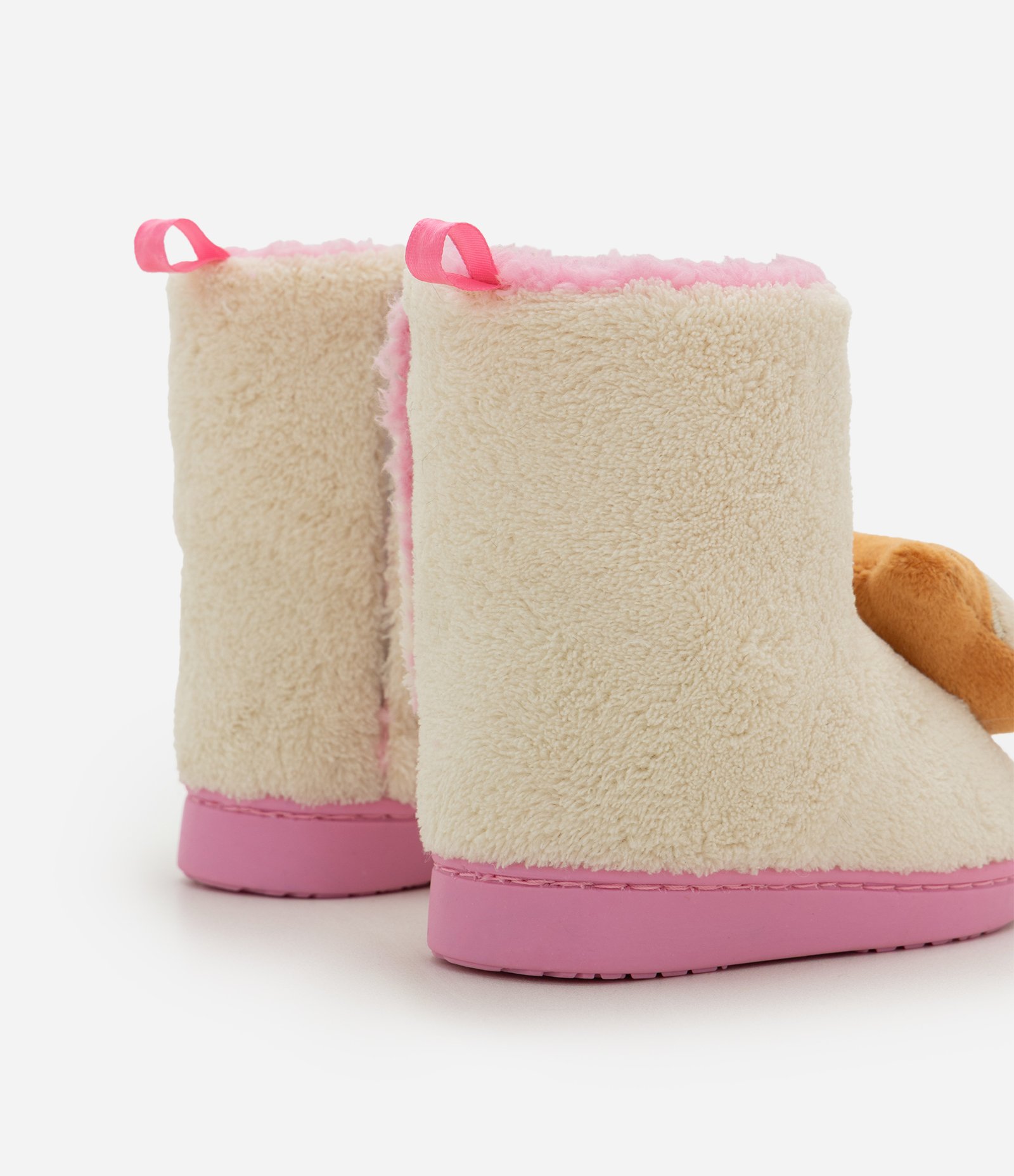 Pantufa Bota Infantil em Fleece com Carinha de Esquilo - Tam 19/20 ao 27/28 Bege/Rosa 2