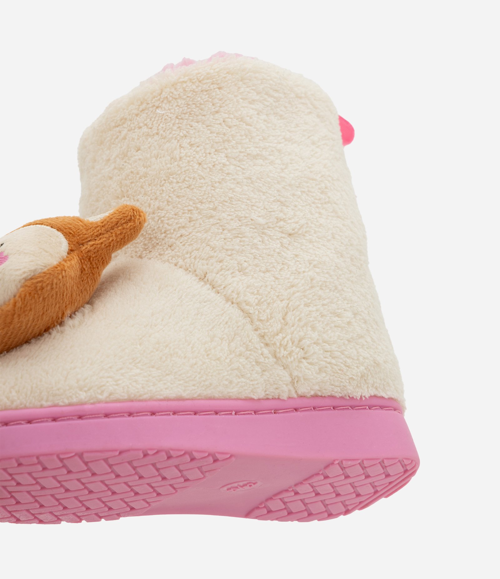 Pantufa Bota Infantil em Fleece com Carinha de Esquilo - Tam 19/20 ao 27/28 Bege/Rosa 1