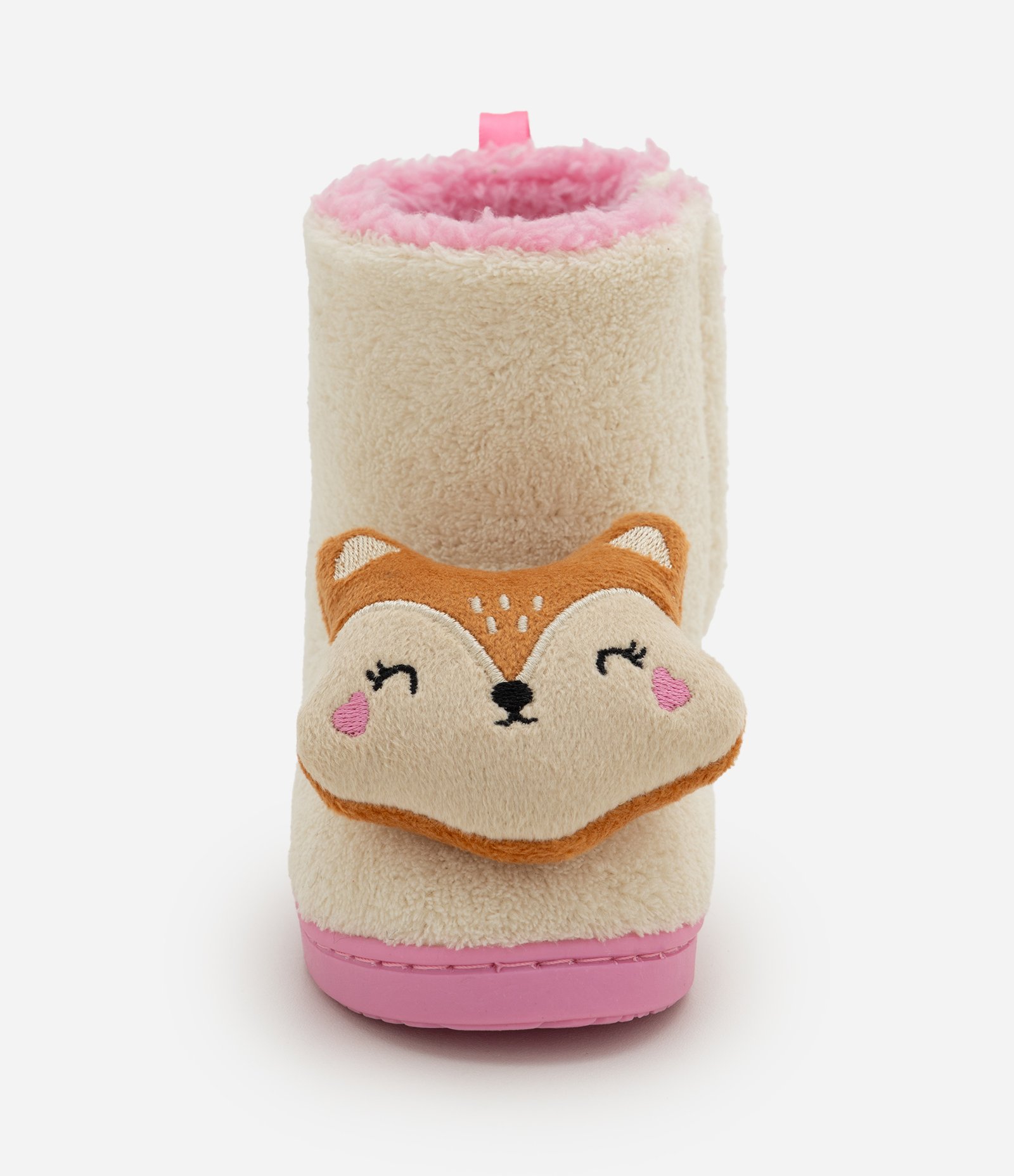 Pantufa Bota Infantil em Fleece com Carinha de Esquilo - Tam 19/20 ao 27/28 Bege/Rosa 3