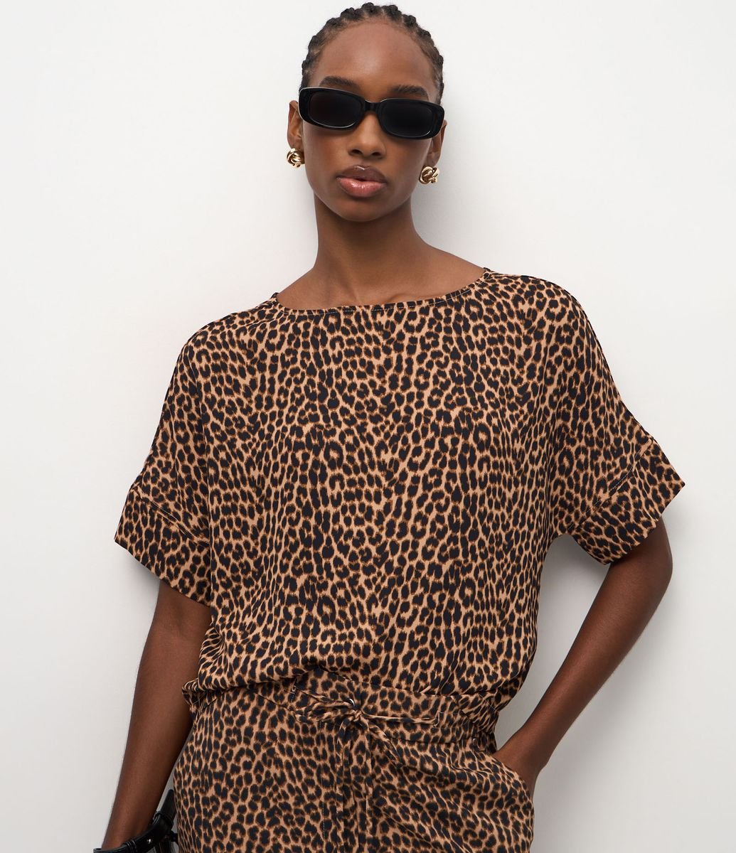 トップス Misha&puff Apolina Elwin Shirt 3-5y Blusa em Chiffon Animal Print Oncinha Preto