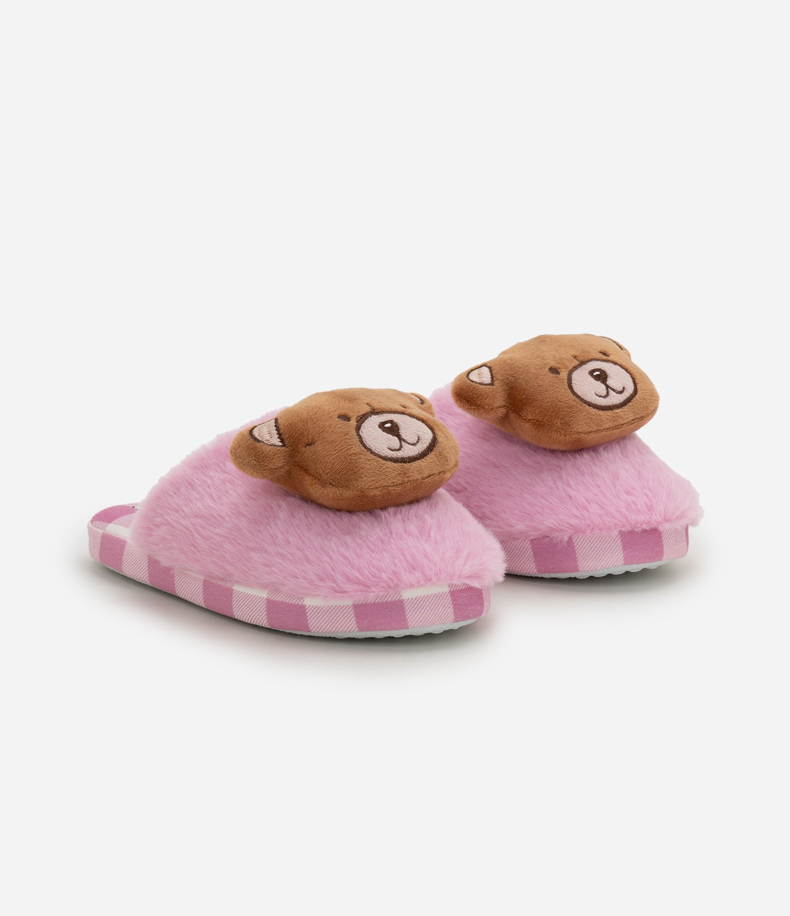 Pantufa Chinelo em Fleece com Urso - Tam 29 ao 36 Rosa 1