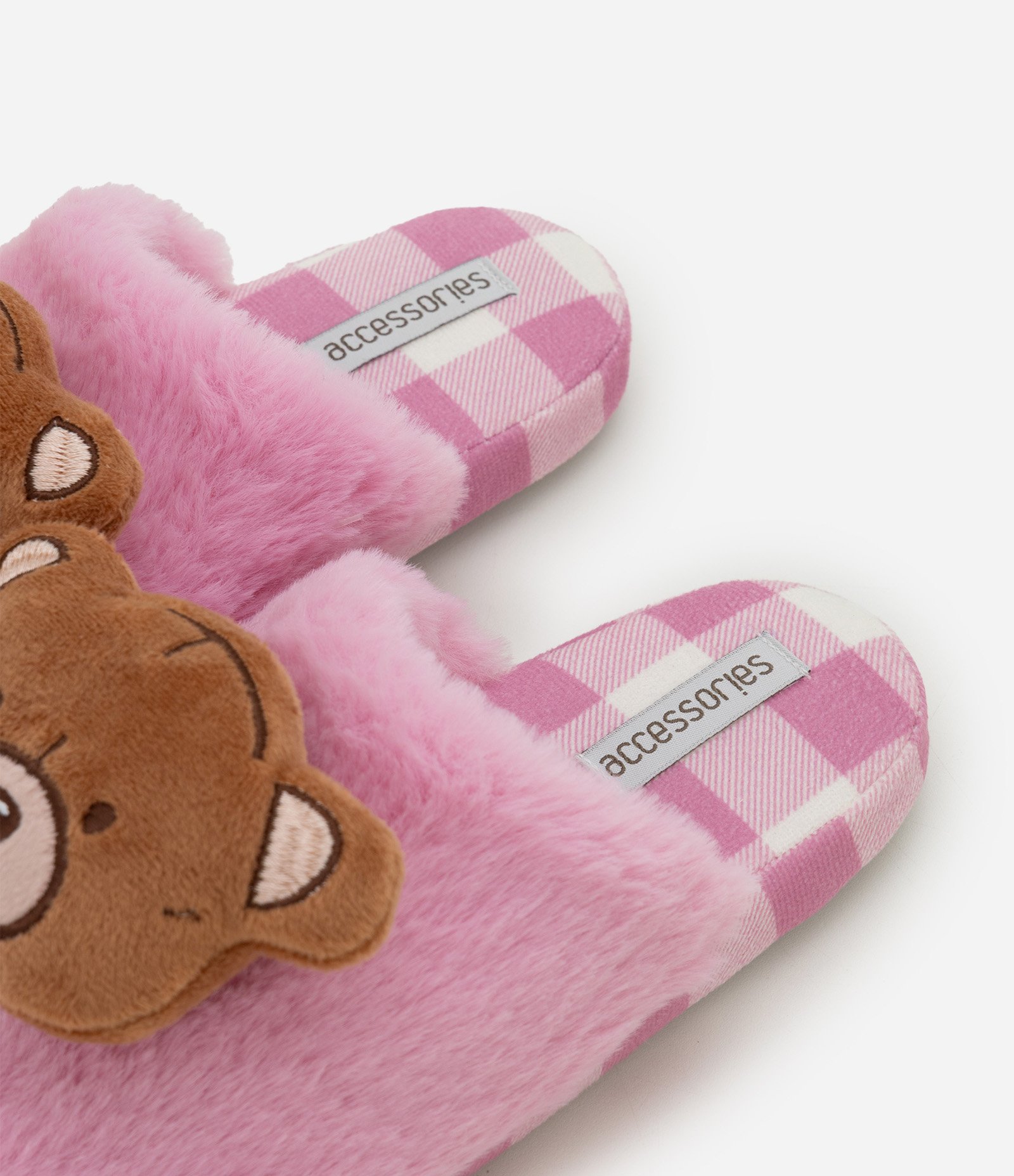 Pantufa Chinelo em Fleece com Urso - Tam 29 ao 36 Rosa 2