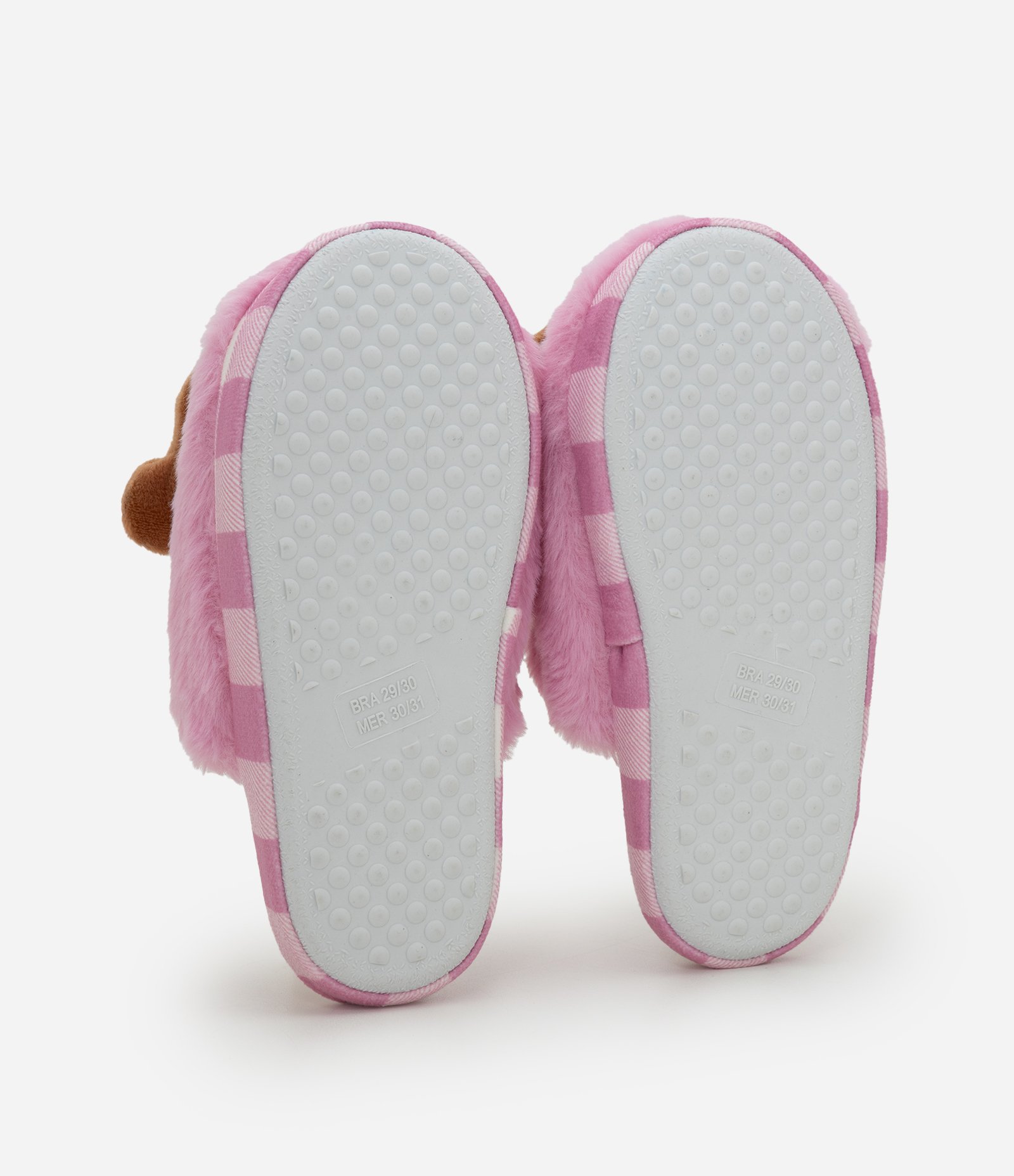 Pantufa Chinelo em Fleece com Urso - Tam 29 ao 36 Rosa 4