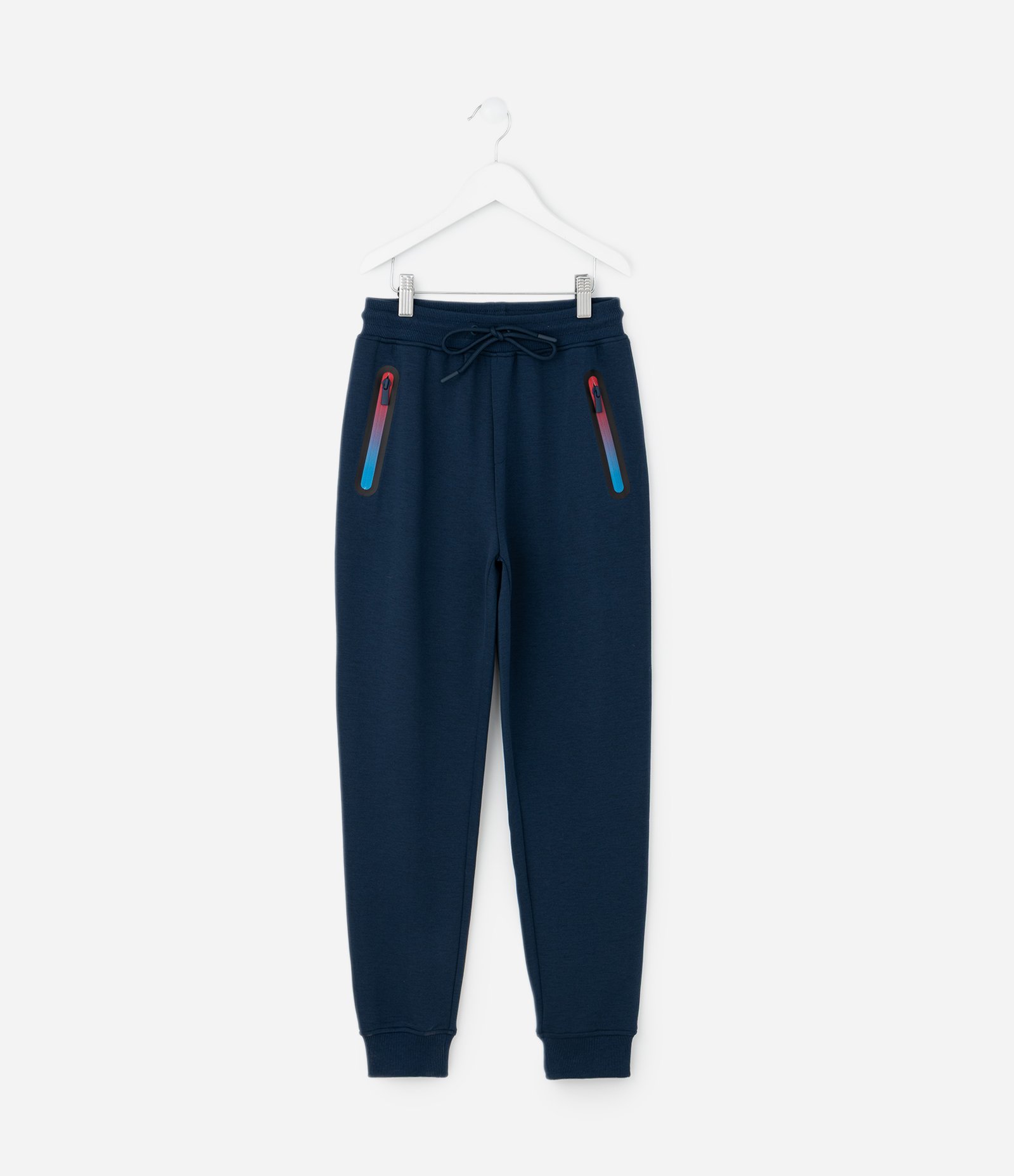Calça Infantil em Tech Fleece com Bolso e Zíper - Tam 5 a 14 Anos Azul Marinho 1
