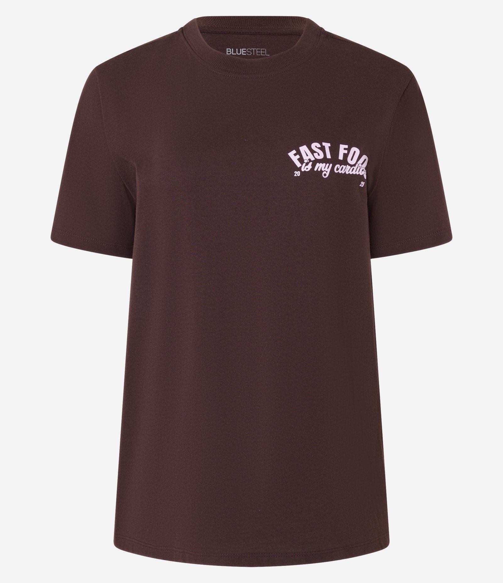 Camiseta T-Shirt em Algodão com Estampa Lettering Fast Food Marrom 5
