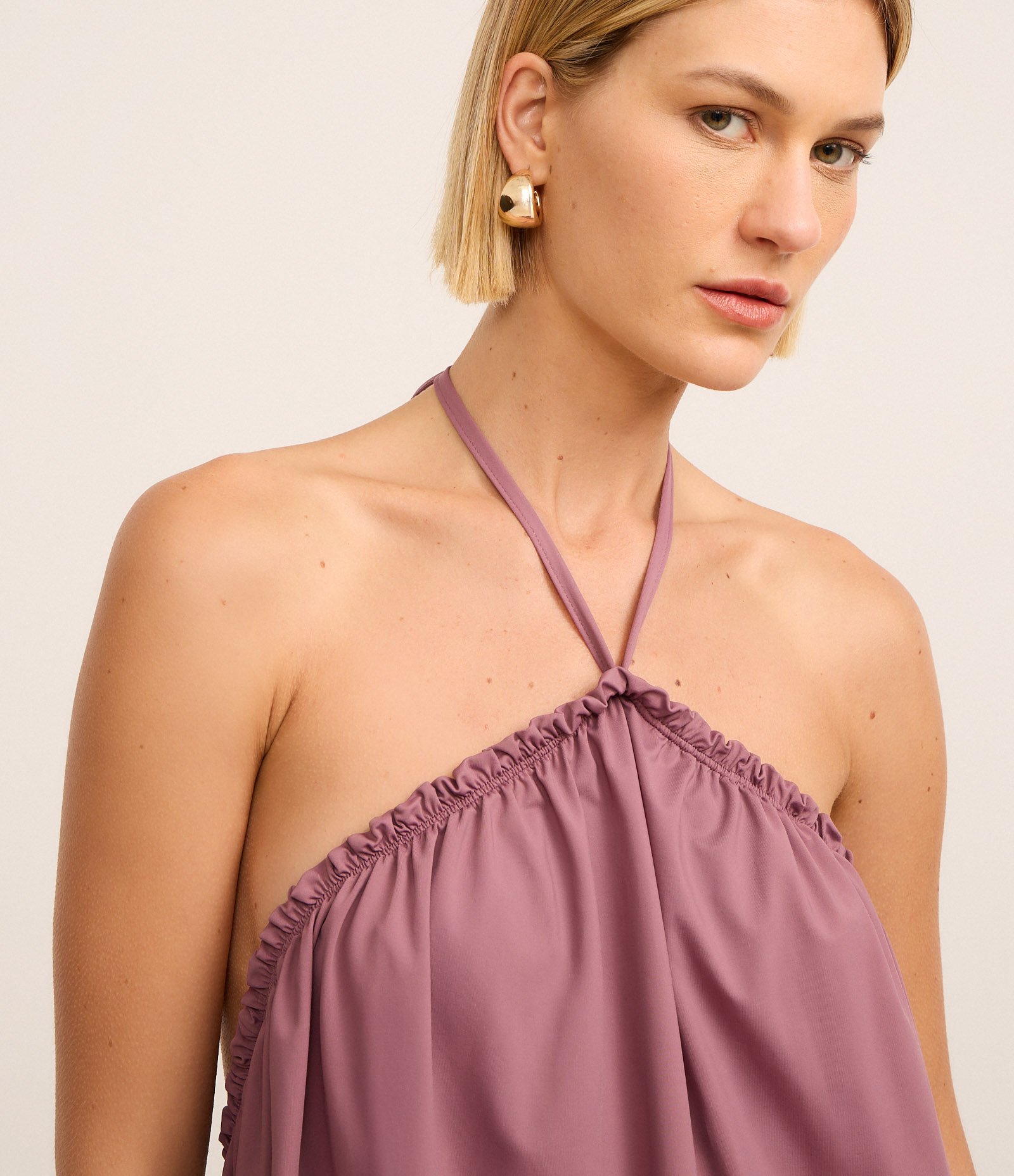 Vestido com Frente Única e Saia Balonê Lilás 3