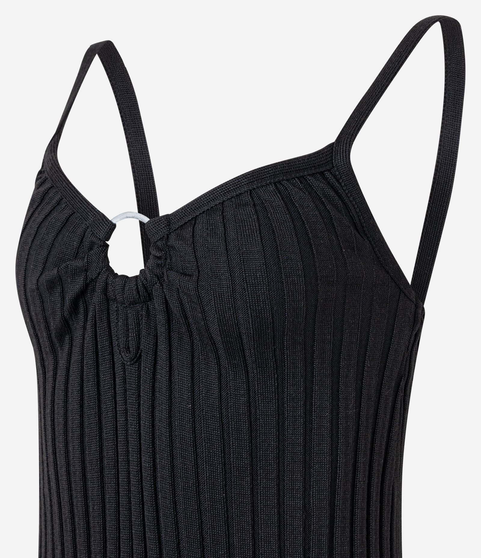 Vestido New Midi em Microfibra com Aviamento no Decote Preto 7