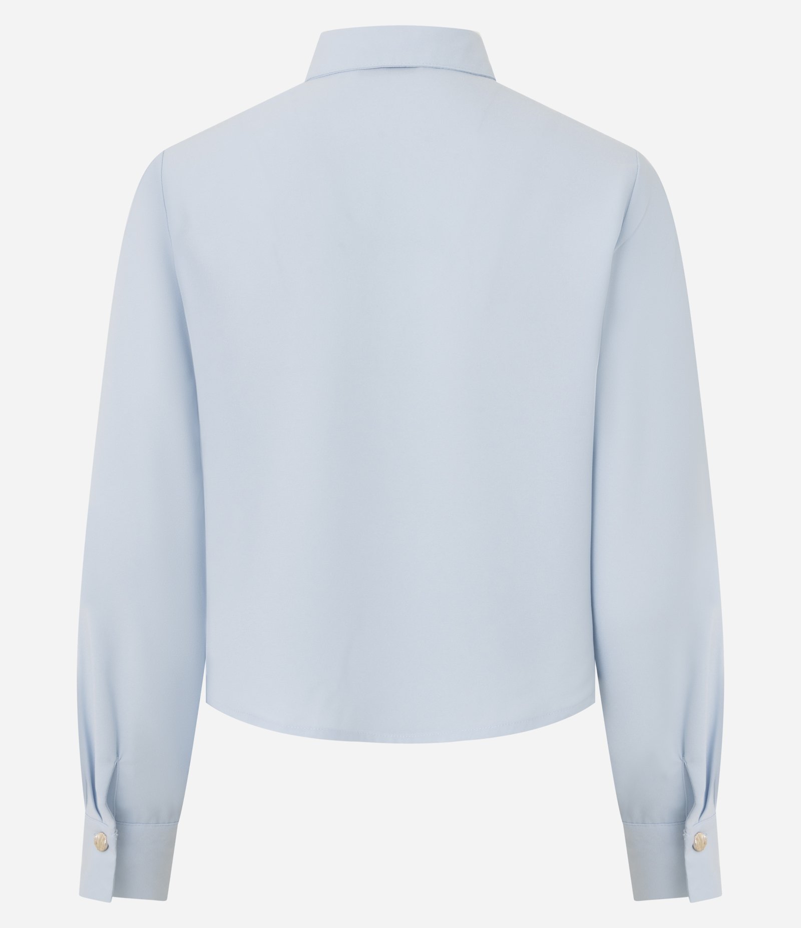 Camisa Manga Longa em Crepe com Bolsos Frontais Azul 6