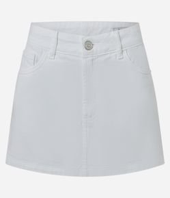 Minissaia em Sarja com Cintura Média e Bolsos