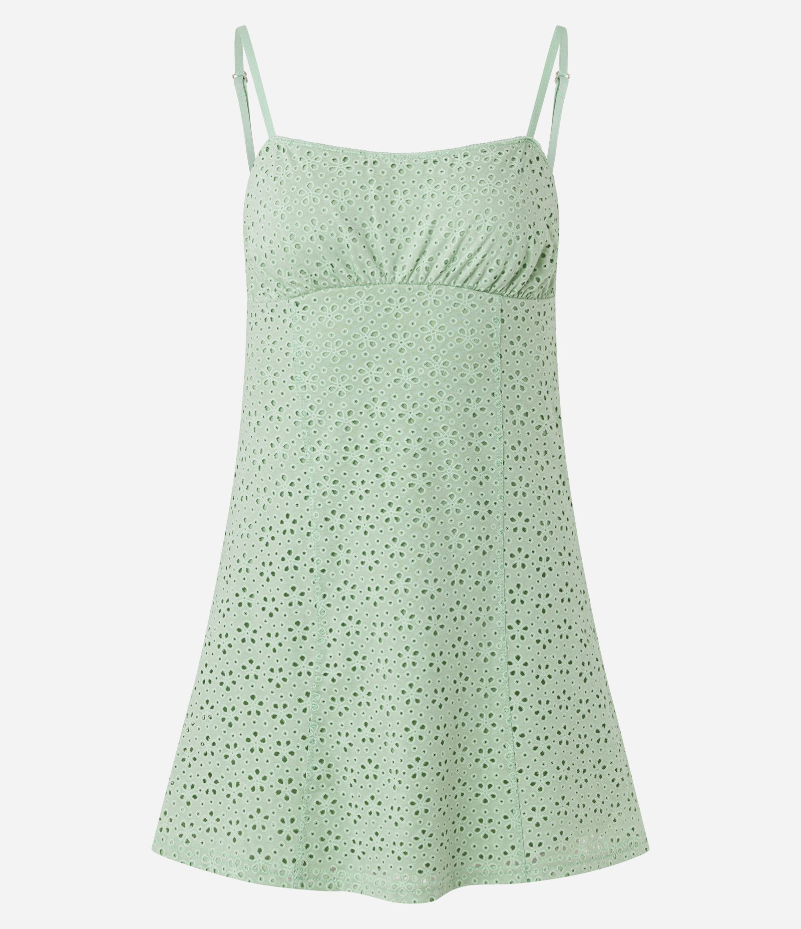 Vestido Curto em Laise com Textura de Flores Verde 5