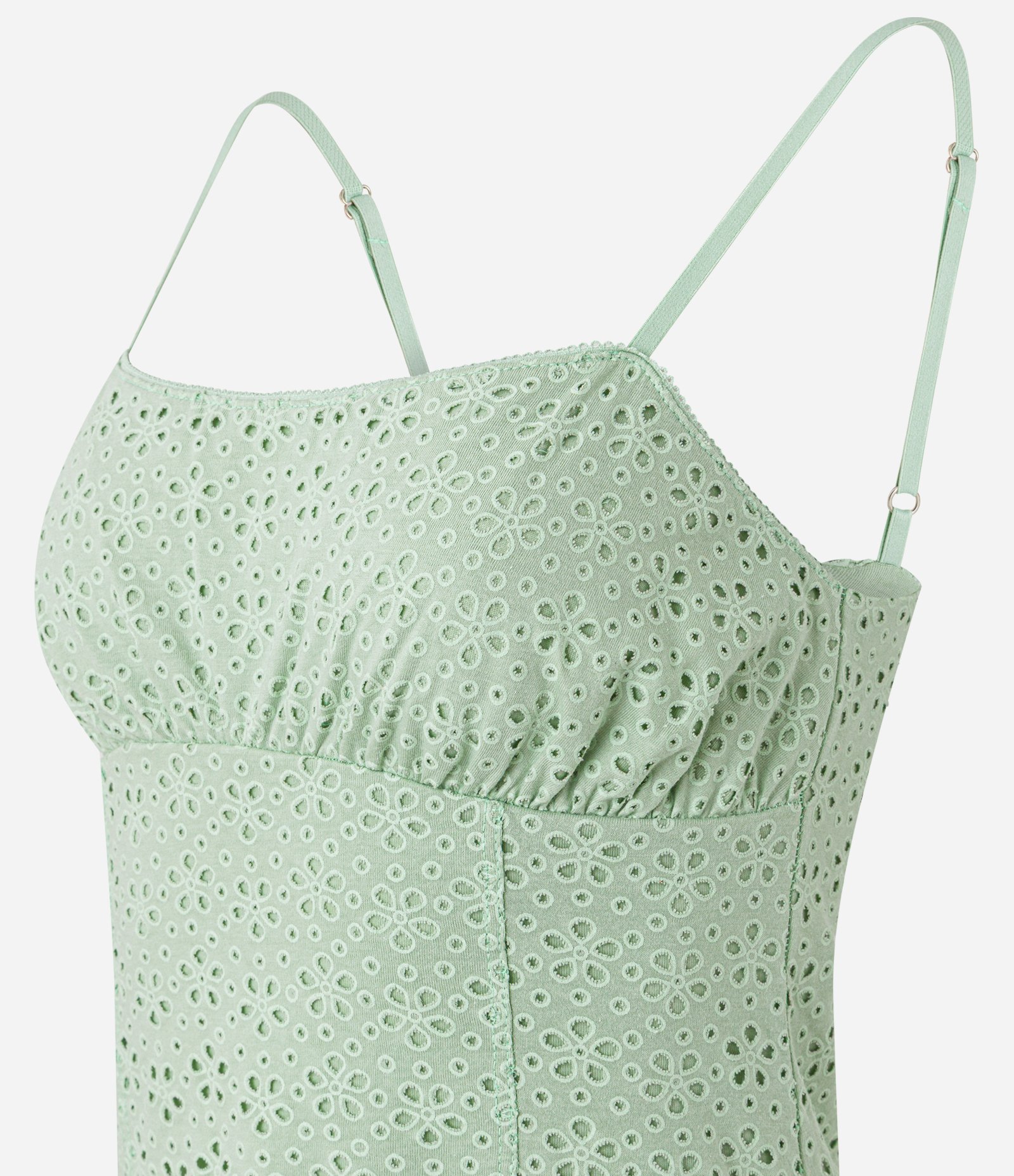 Vestido Curto em Laise com Textura de Flores Verde 6