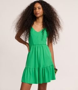 Vestido Curto em Algodão com Recorte e Alcinhas Finas