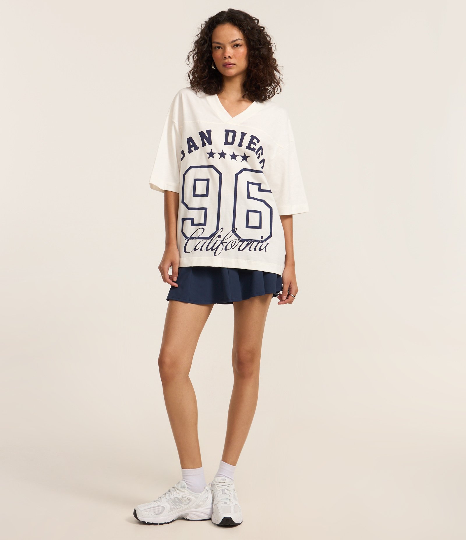 Camiseta Over em Algodão com Estampa Lettering San Diego Branco 2