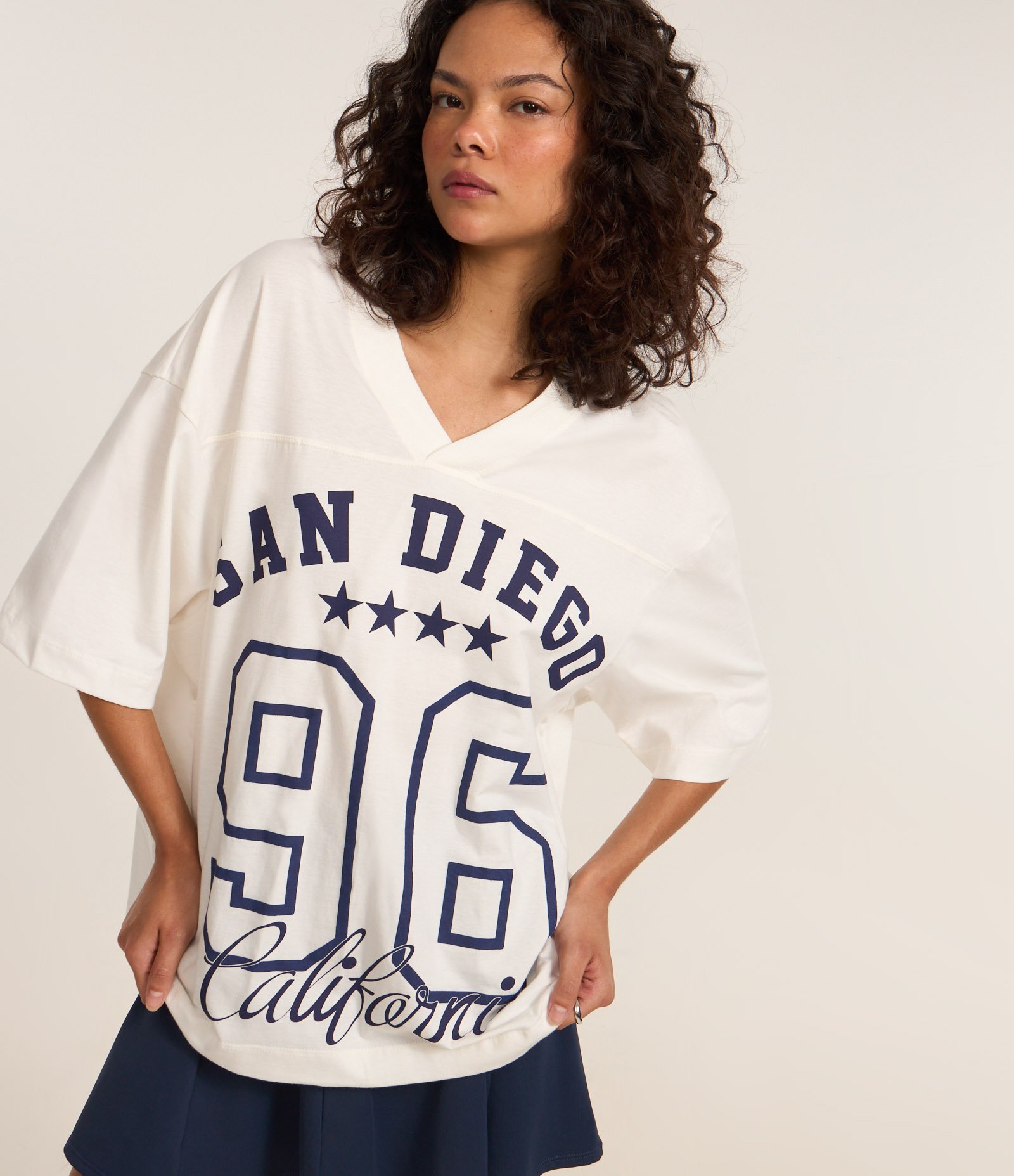 Camiseta Over em Algodão com Estampa Lettering San Diego Branco 3