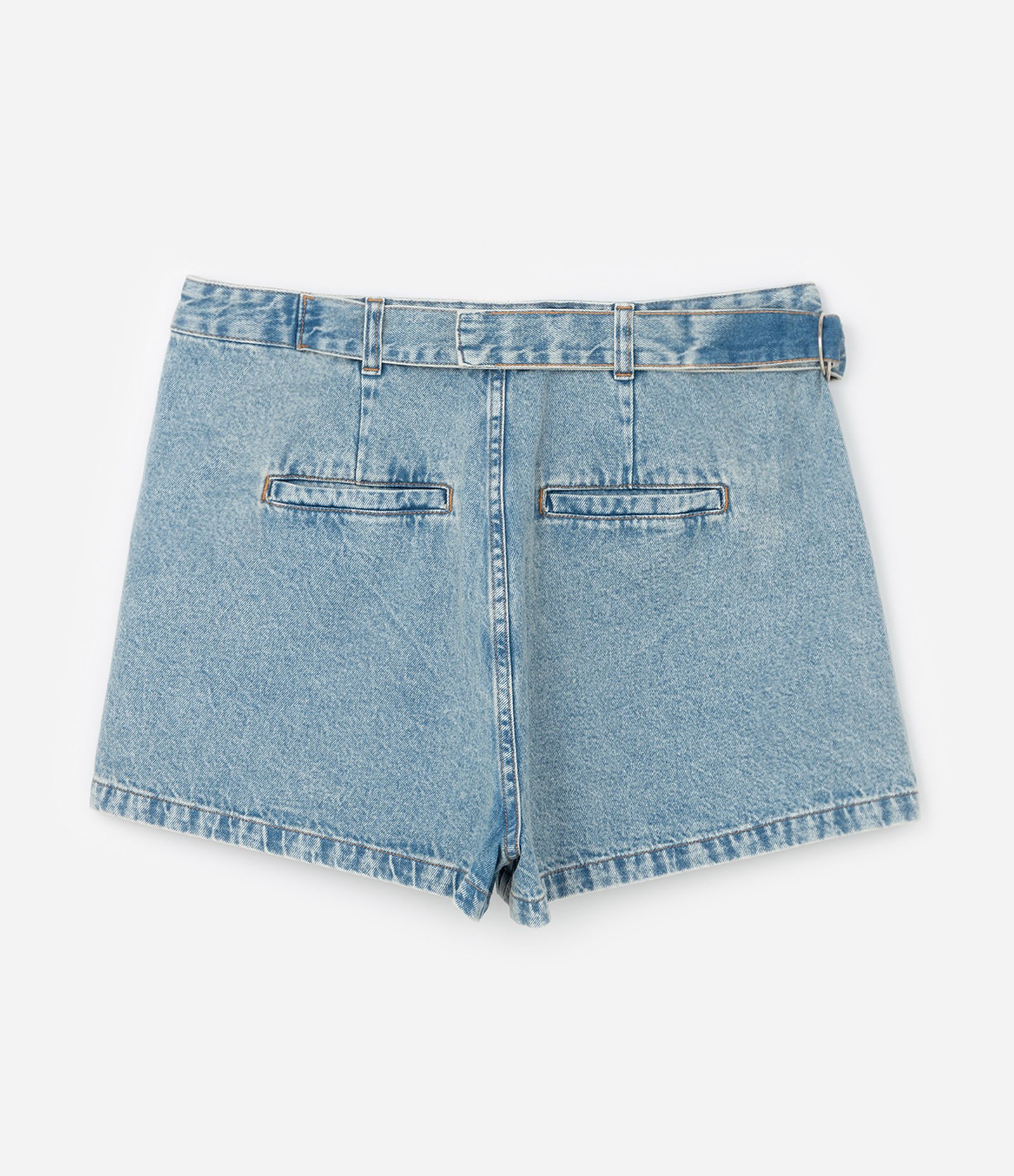 Short Saia em Jeans com Brilhos Frontais Curve & Plus Size Azul 6