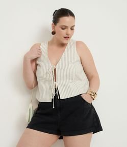 Short Mom em Jeans com Barra Dobrada Curve & Plus Size