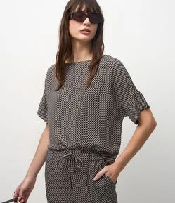Blusa em Chiffon Pied-de-poule