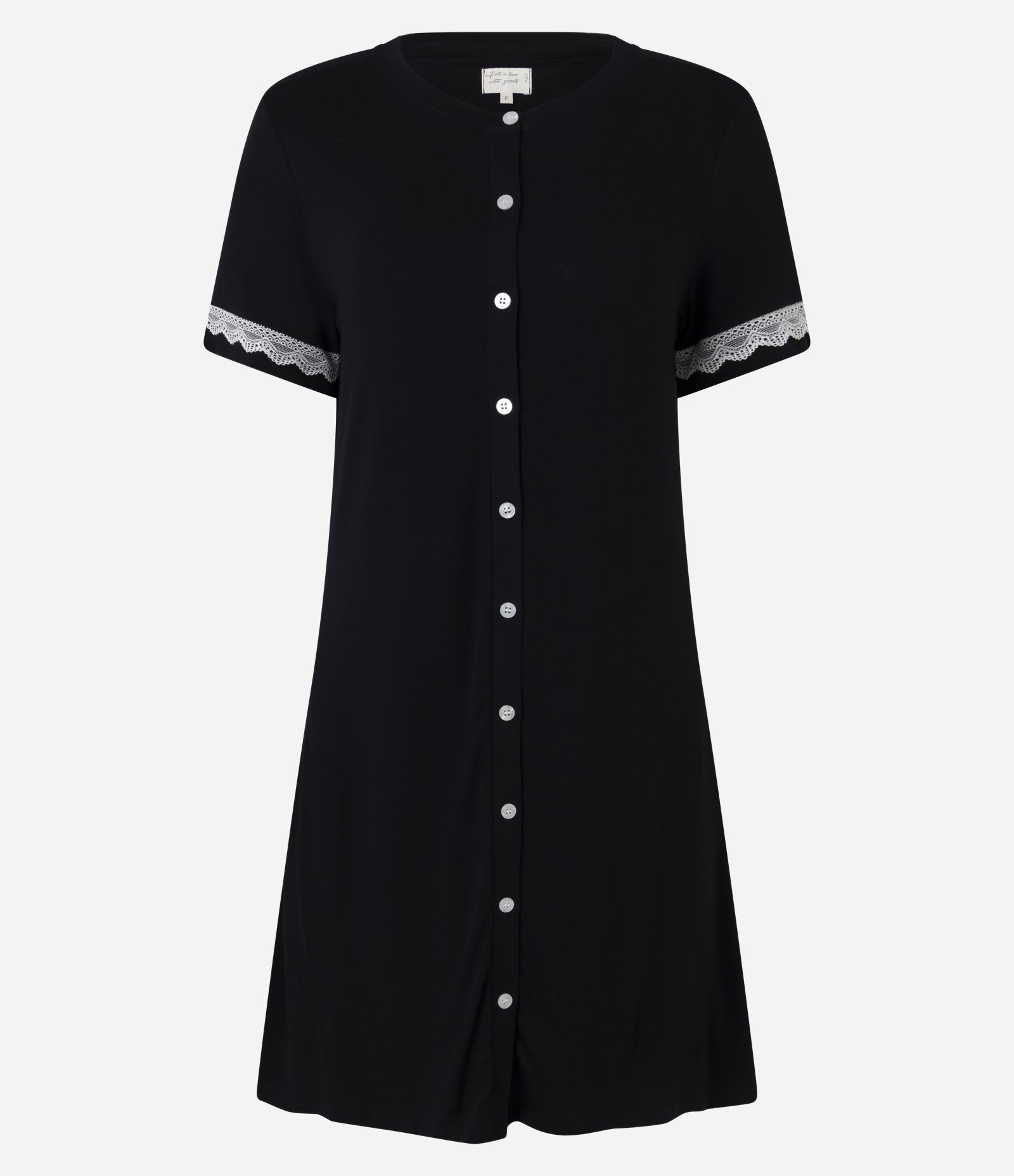 Camisola em Viscose com Botões e Rendinha Preto 1