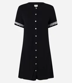 Camisola em Viscose com Botões e Rendinha