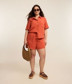 Short Comfy em Sarja com Amarração no Cós e Bolsos Curve & Plus Size