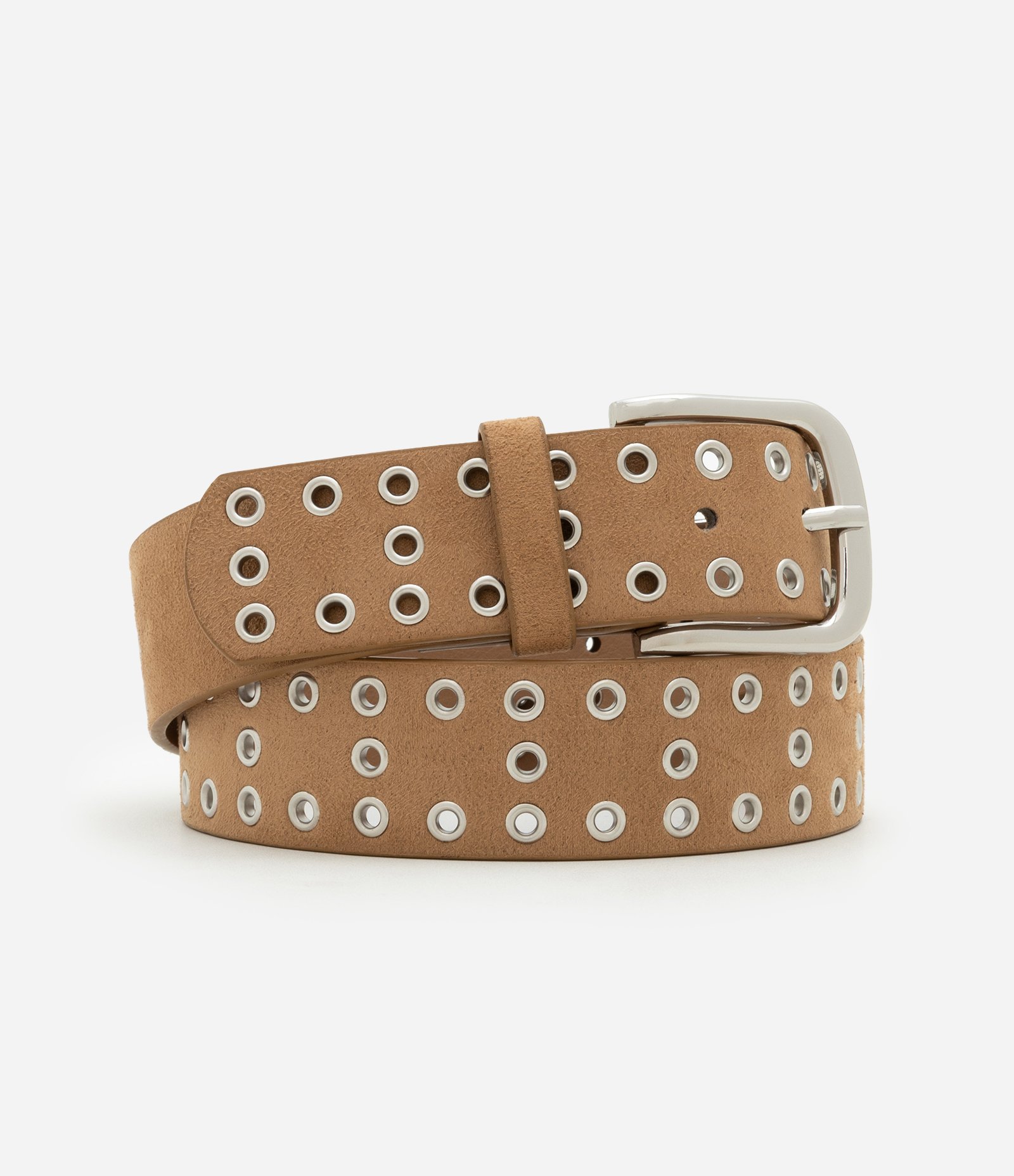 Cinto Médio em Suede com Ilhós Boho Romântico Bege 1