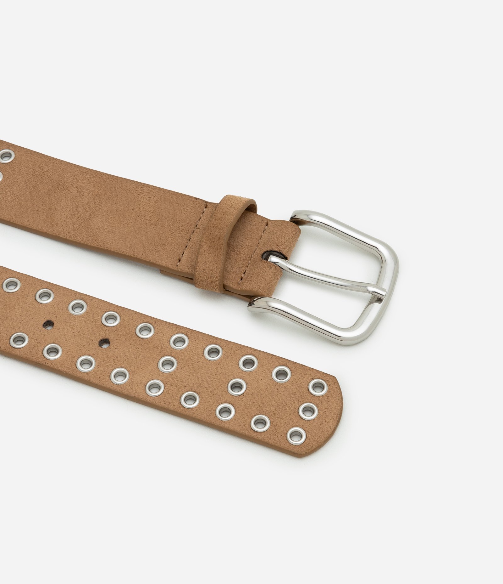 Cinto Médio em Suede com Ilhós Boho Romântico Bege 2