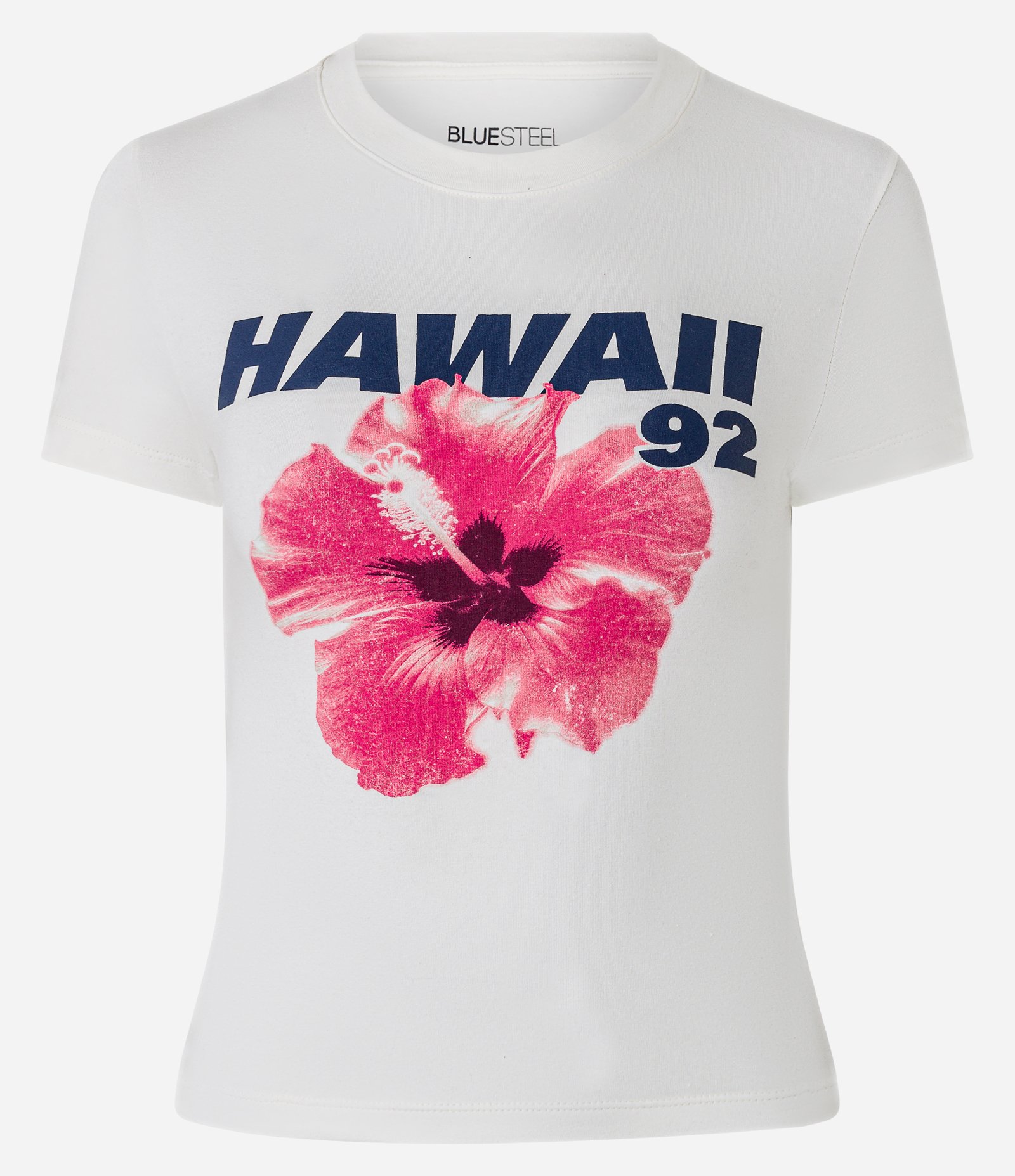 Camiseta New T-Shirt em Algodão com Estampa Hibisco Hawaii Branco 4