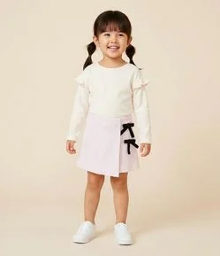 Short Saia Infantil com Laços Aplicados – Tam 1 a 5/6 Anos