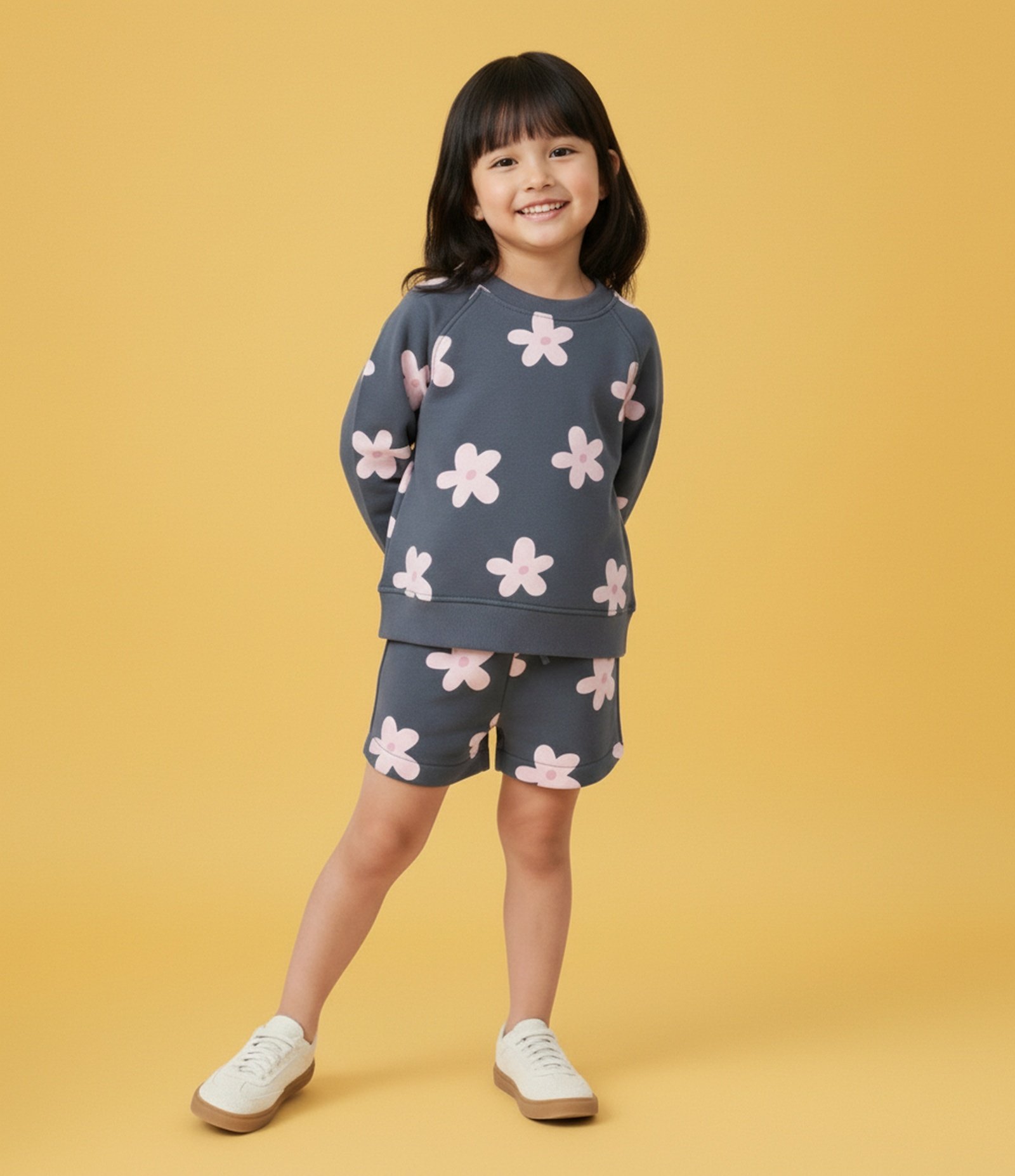 Short Infantil em Modal com Estampa de Florzinhas - Tam 1 A 6 Anos Azul 1
