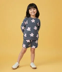 Short Infantil em Modal com Estampa de Florzinhas - Tam 1 A 6 Anos