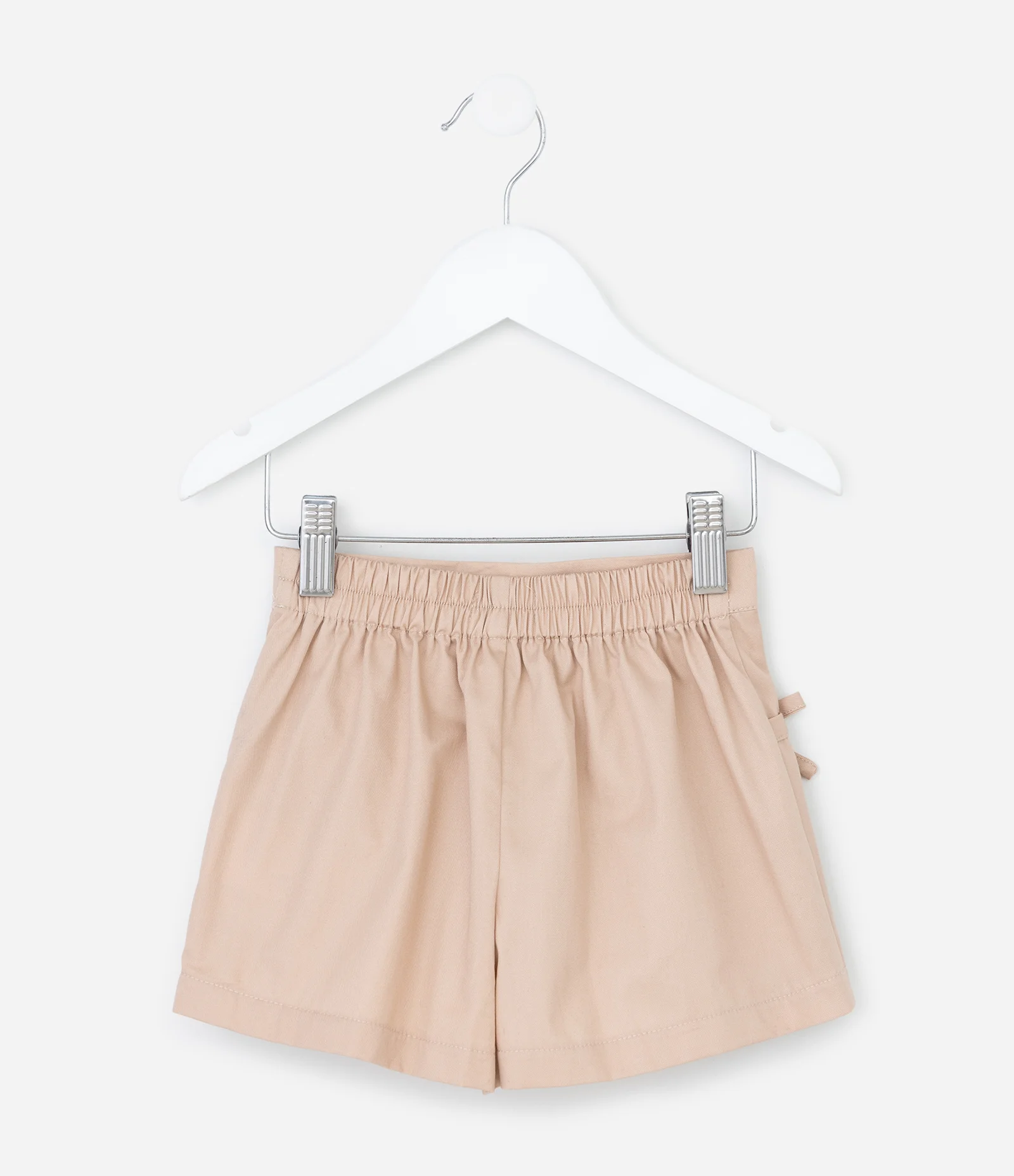 Short Saia Infantil em Algodão com Pregas e Laços – Tam 1 a 6 Anos Bege Claro 2