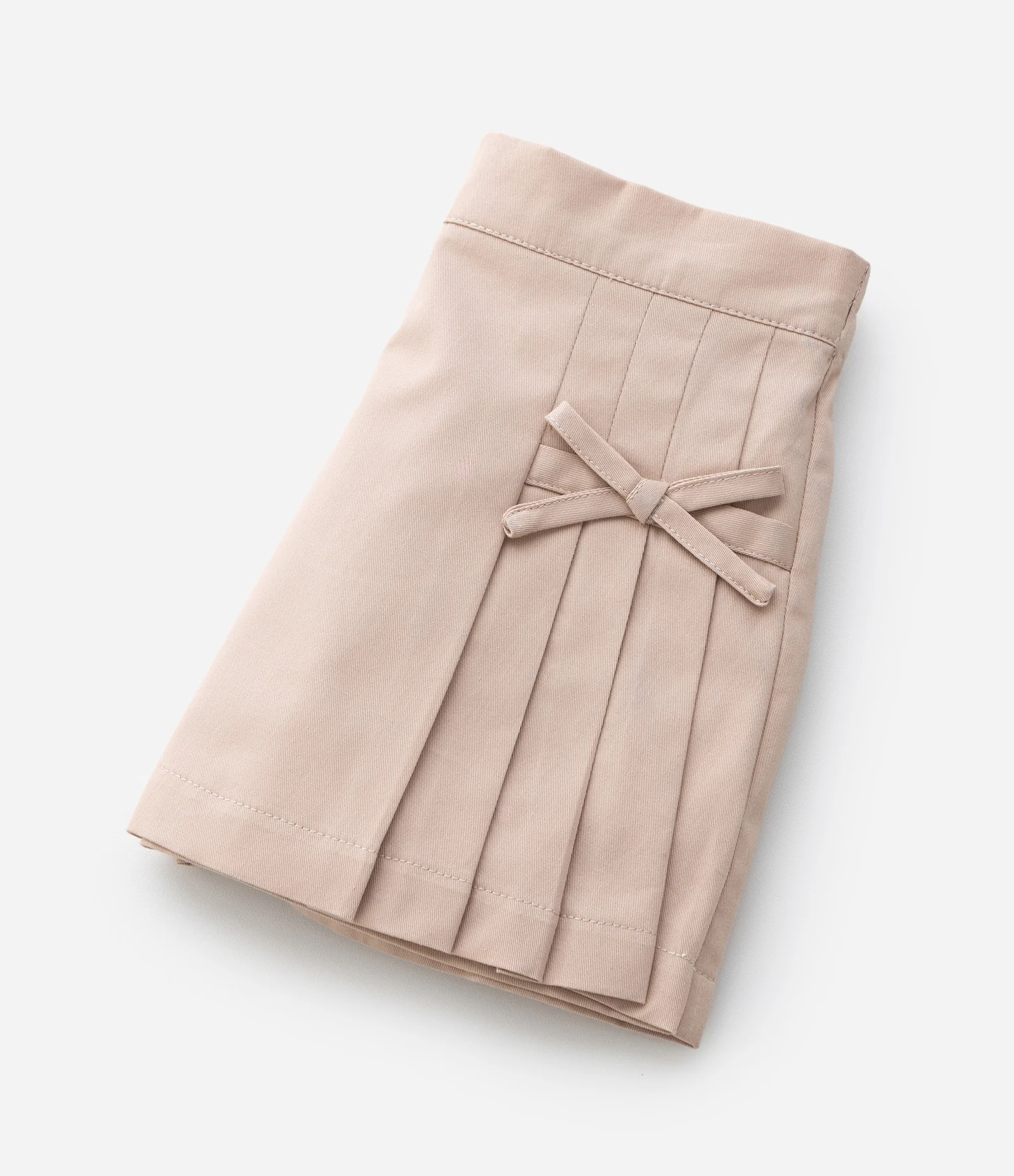 Short Saia Infantil em Algodão com Pregas e Laços – Tam 1 a 6 Anos Bege Claro 6
