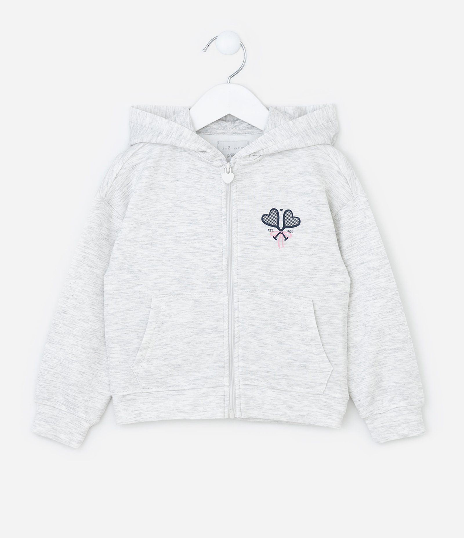 Casaco Infantil com Bordado de Coração – Tam 1 a 5/6 Anos Cinza Claro 2