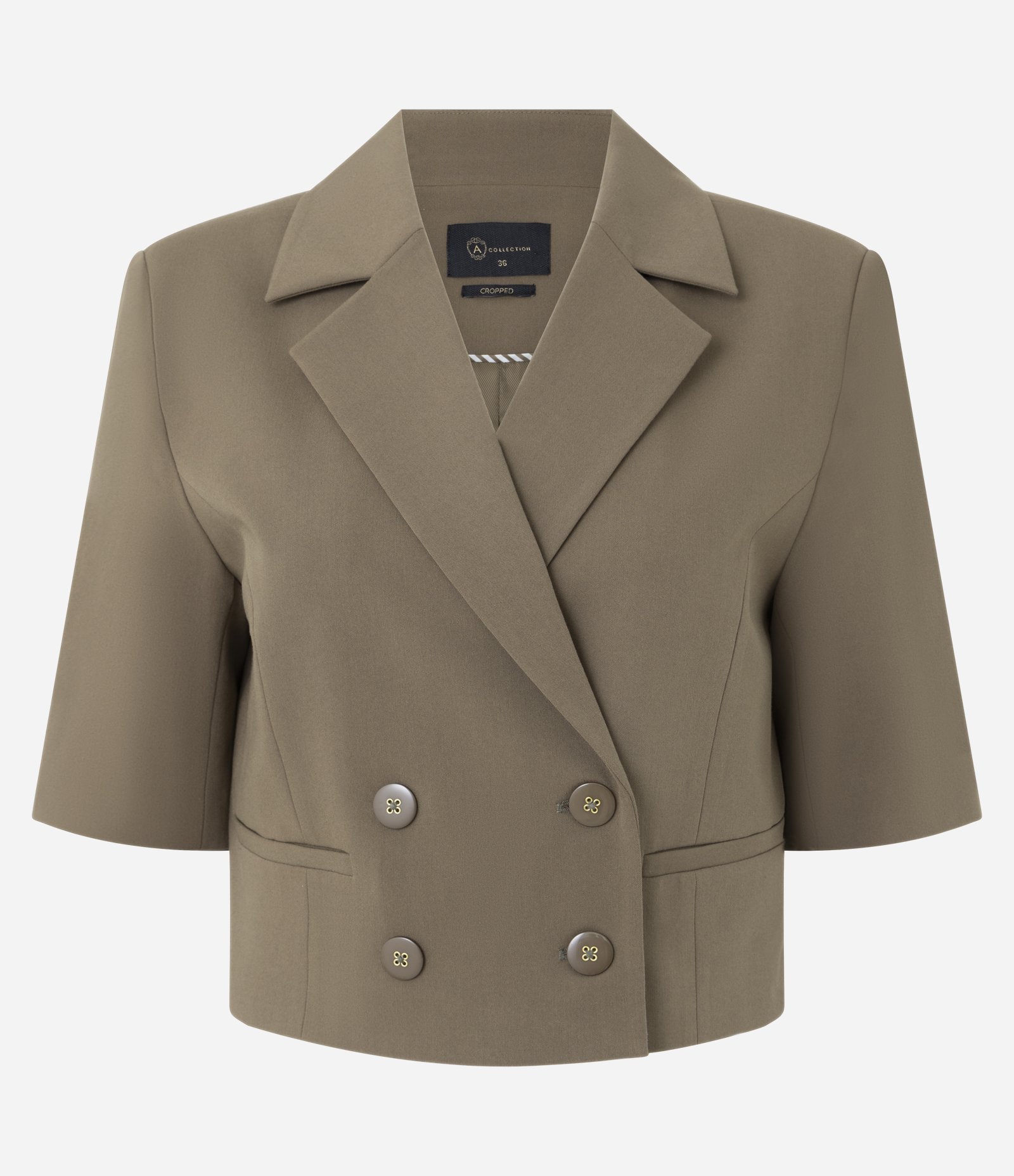 Blazer Alfaiatado Curto com Botões Transpassados Marrom 1