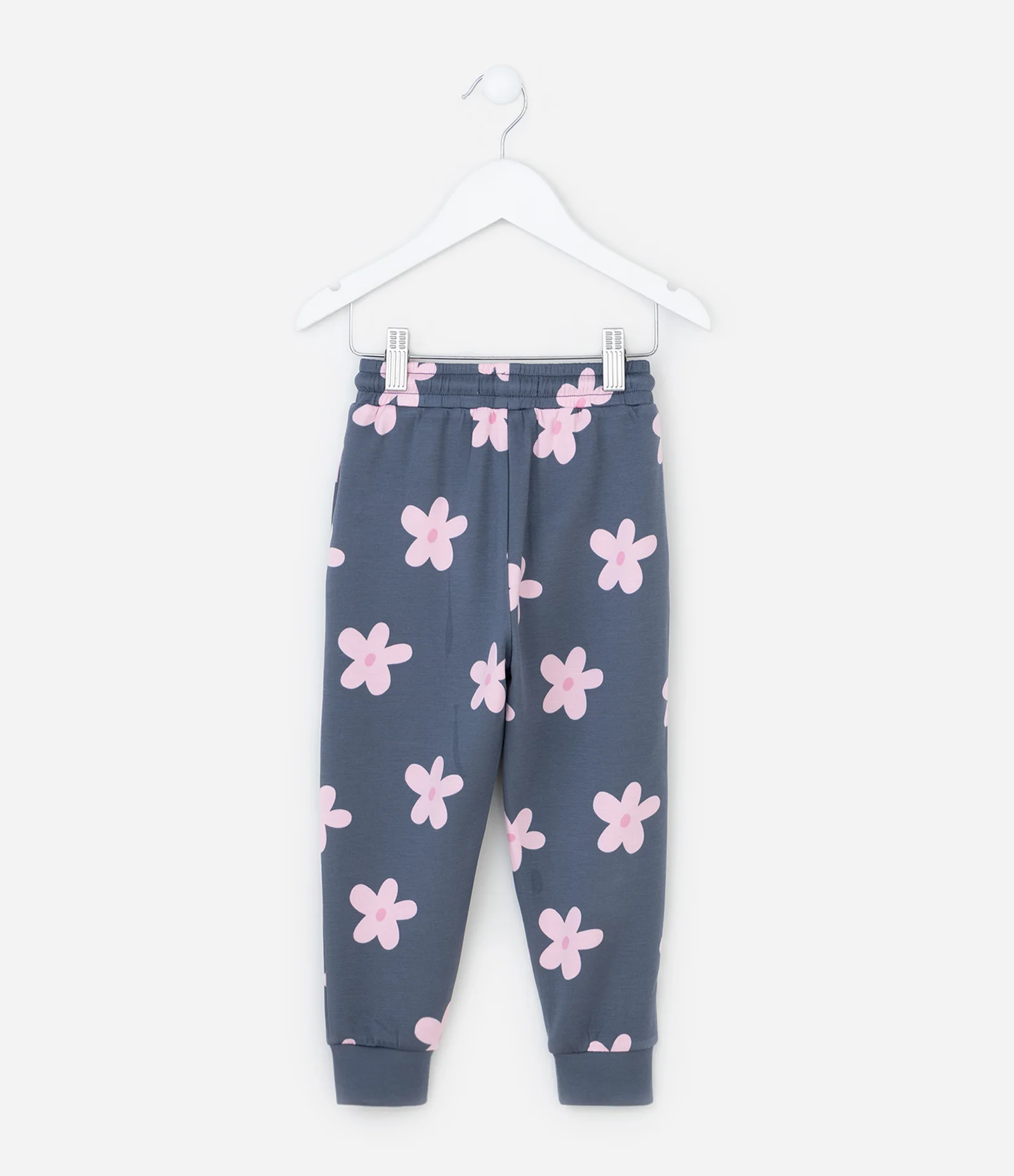 Calça Infantil Jogger em Moletom com Estampa Floral Bold – Tam 1 a 5/6 Anos Cinza Chumbo 2
