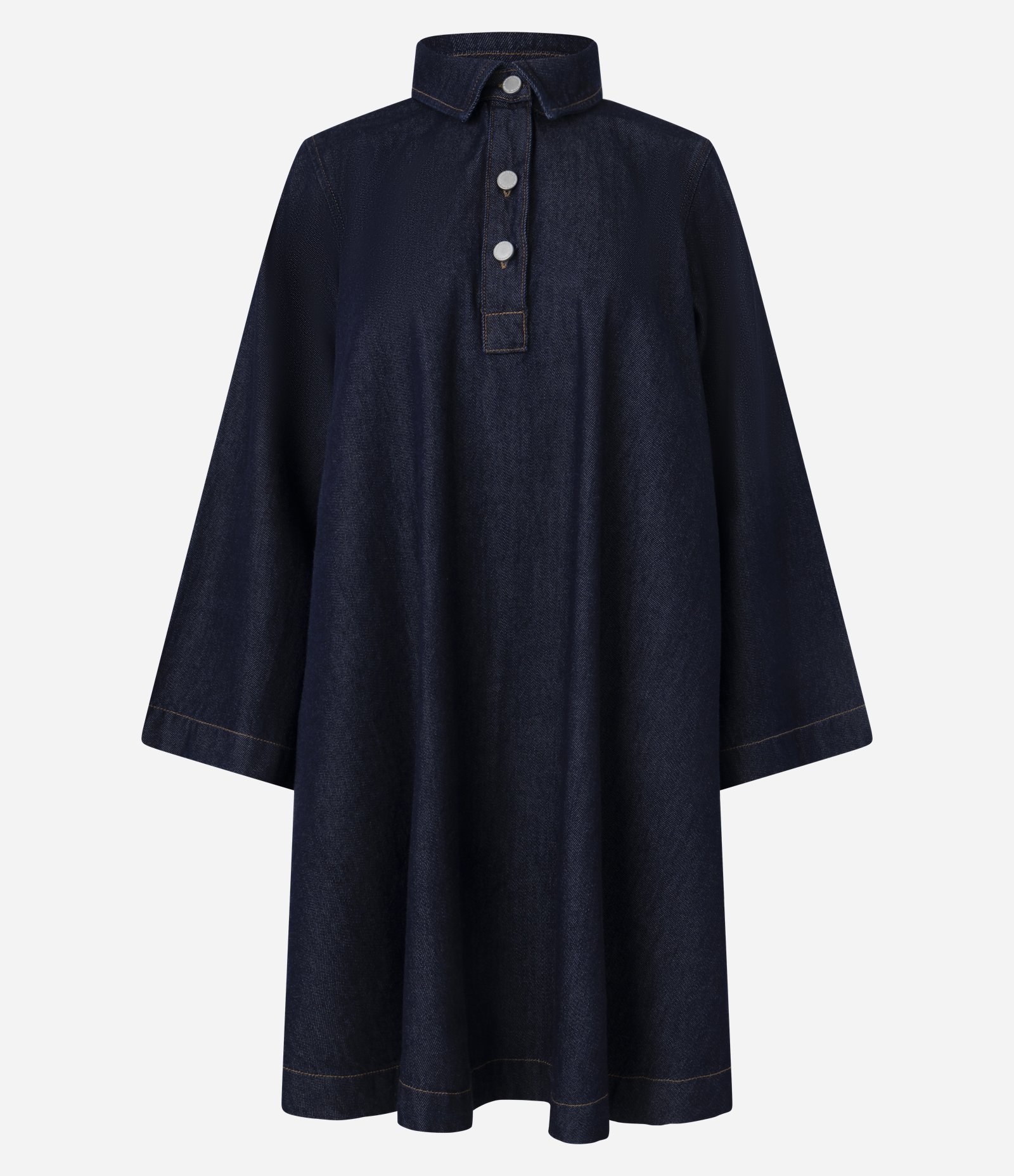 Vestido Curto Evasê em Jeans Azul 5