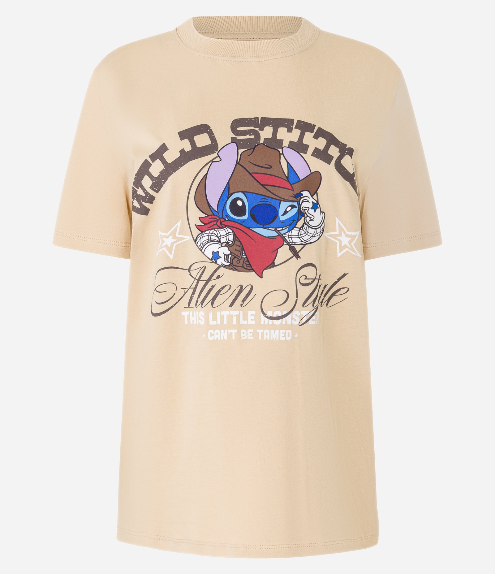 Camiseta T-Shirt em Algodão com Estampa Stitch Cowboy Bege 4