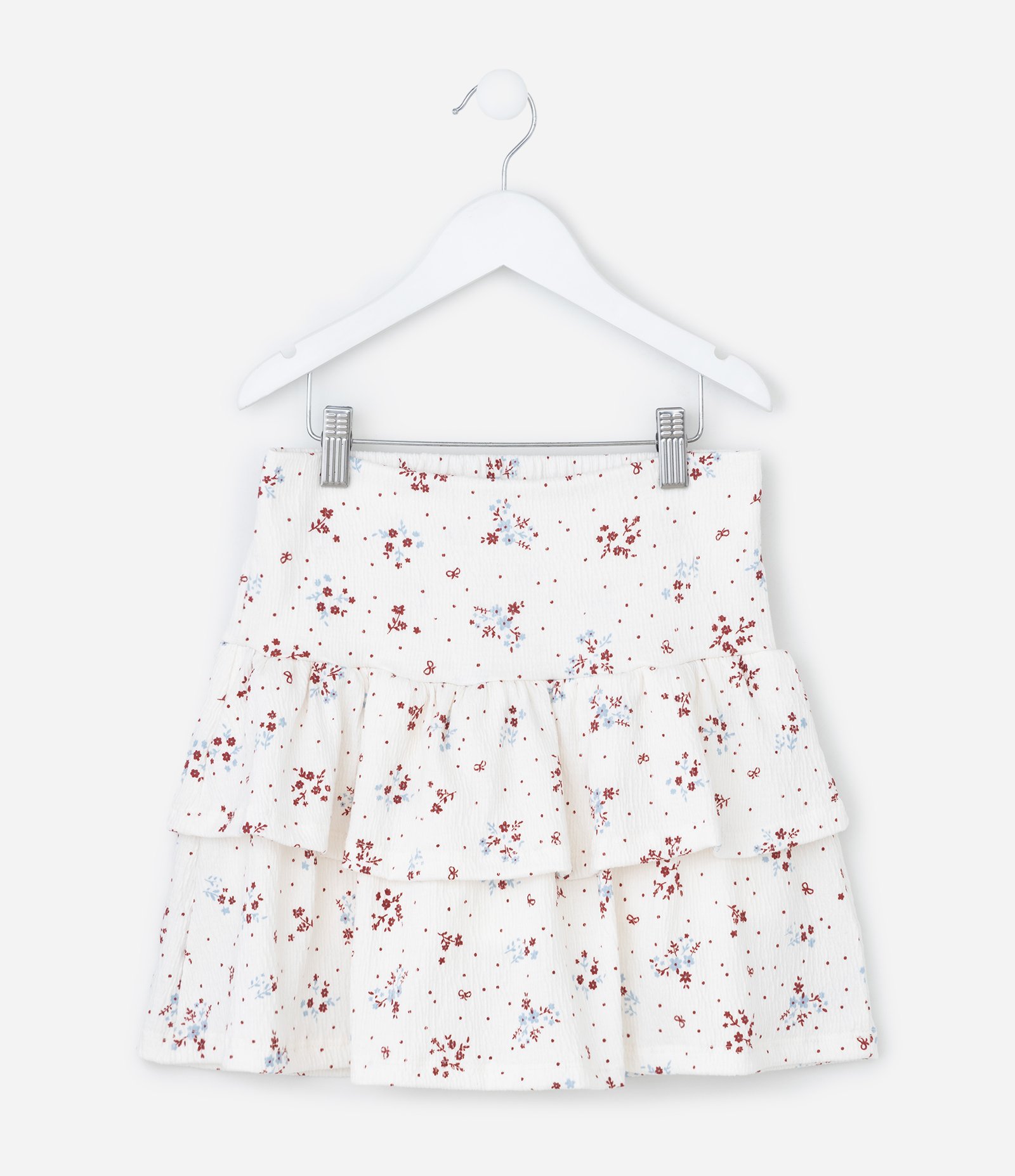 Saia Infantil em Anarruga com Estampa Floral Liberty - Tam 7 a 14 Anos Branco 2