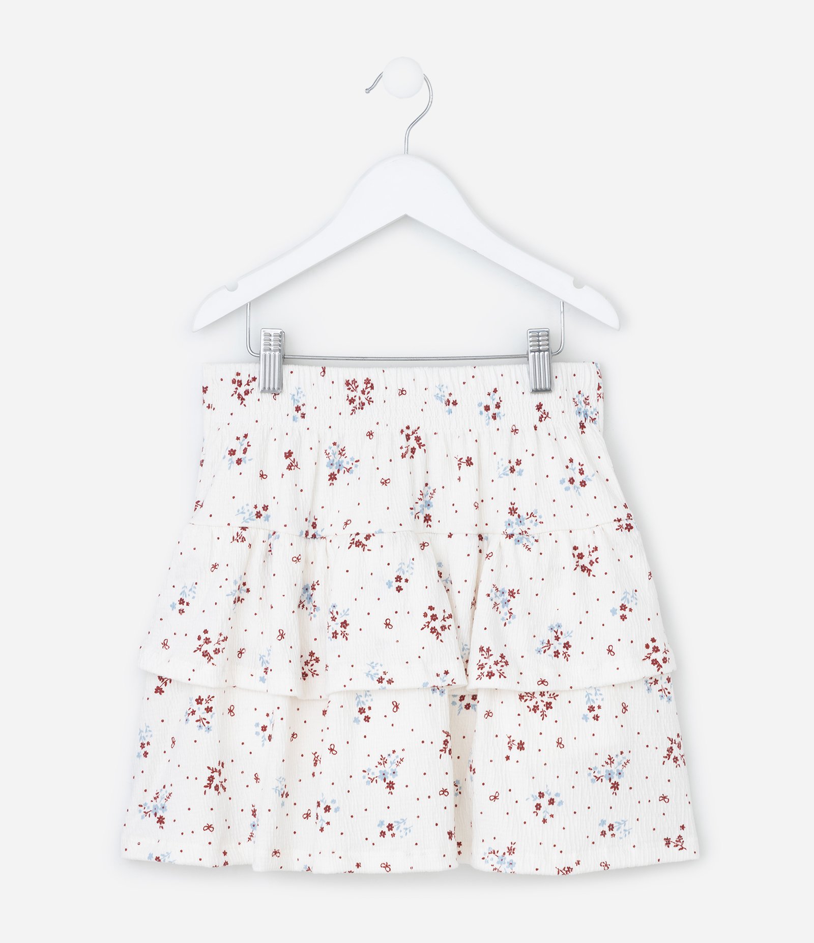 Saia Infantil em Anarruga com Estampa Floral Liberty - Tam 7 a 14 Anos Branco 3